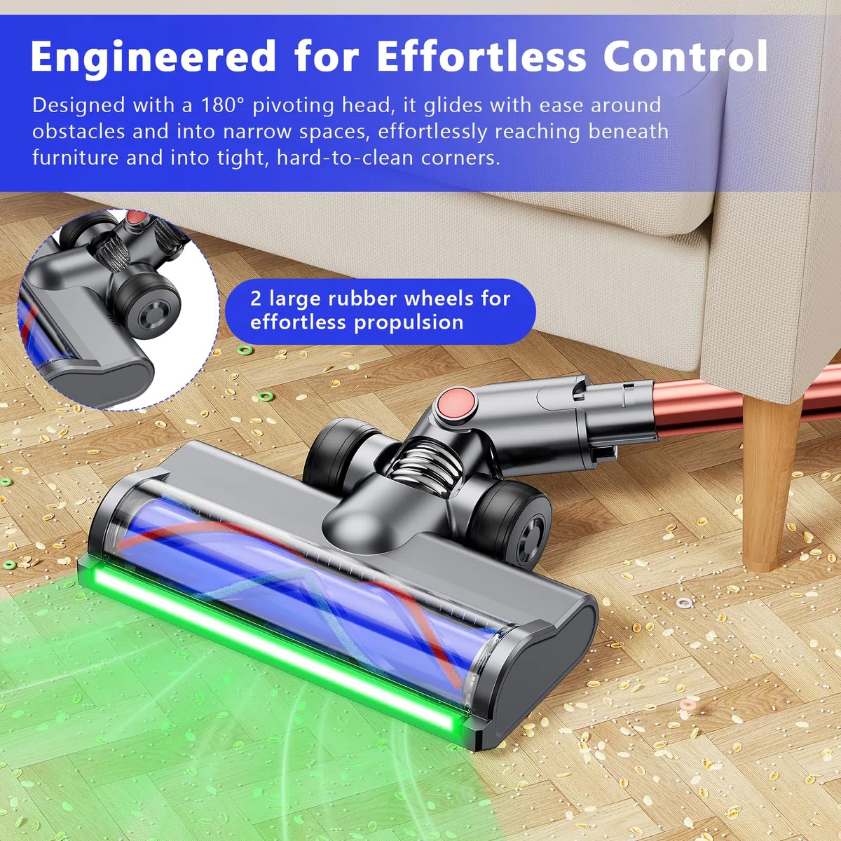Spazzola elettrica compatibile per Dyson V6 Animal, V6 Fluffy, DC58, DC59, DC61, DC62, DC74, accessorio per spazzola turbo con sgancio rapido per pavimenti duri e tappeti con luci LED, accessori