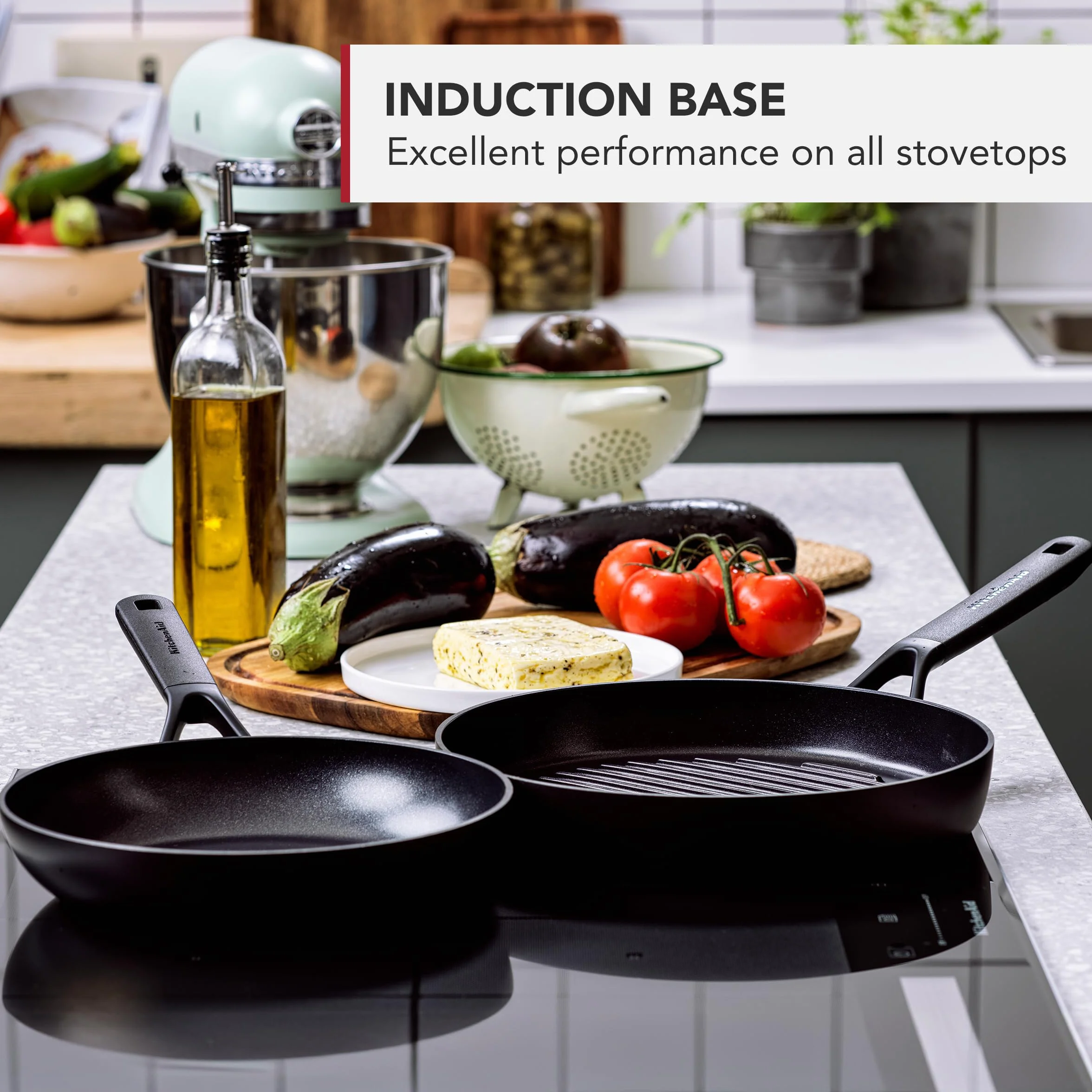 KitchenAid Classic Forged Aluminium Padella in Alluminio duro anodizzato, Senza PFAS, Ceramica antiaderente, 20 cm, Adatte a Tutti i Tipi di Fornelli, Induzione, Forno e Lavastoviglie, Nero