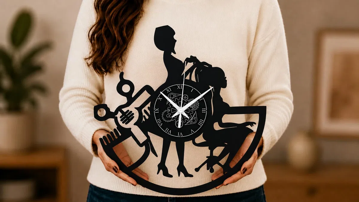 Orologio da Parete Parrucchiera in Vinile | Decorazione Creativa per Salone di Bellezza Hairstylist e Amanti dell'Hair Design