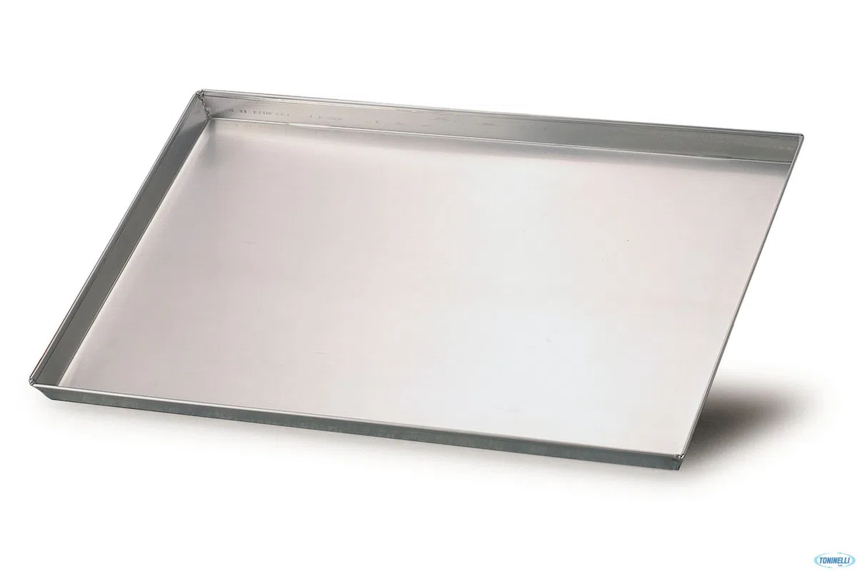 Teglia Rettangolare in lega alluminio 3003 con orlo, diametro 50x35 cm