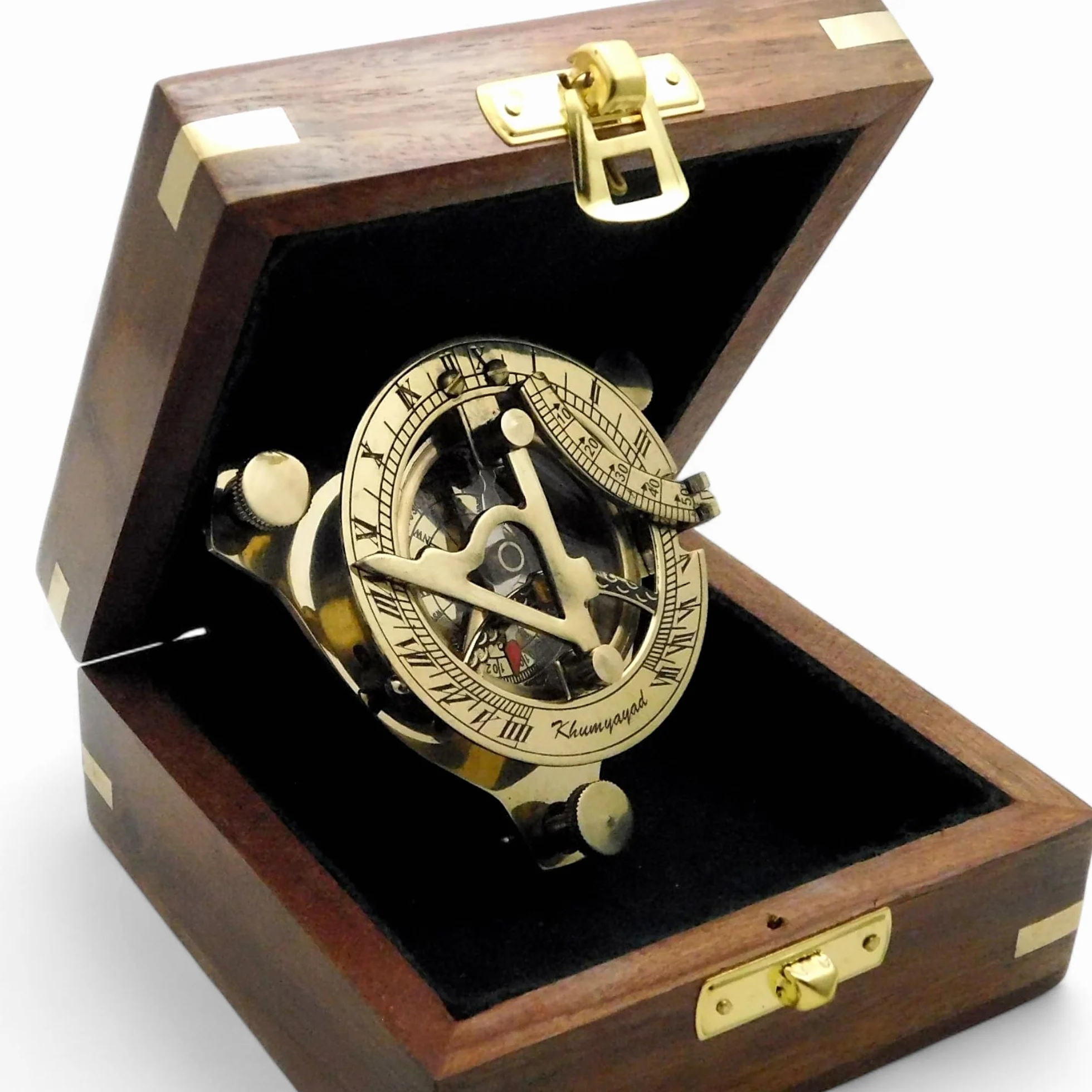 Bussola con meridiana in ottone da 7,6 cm, bussola nautical d'antiquariato