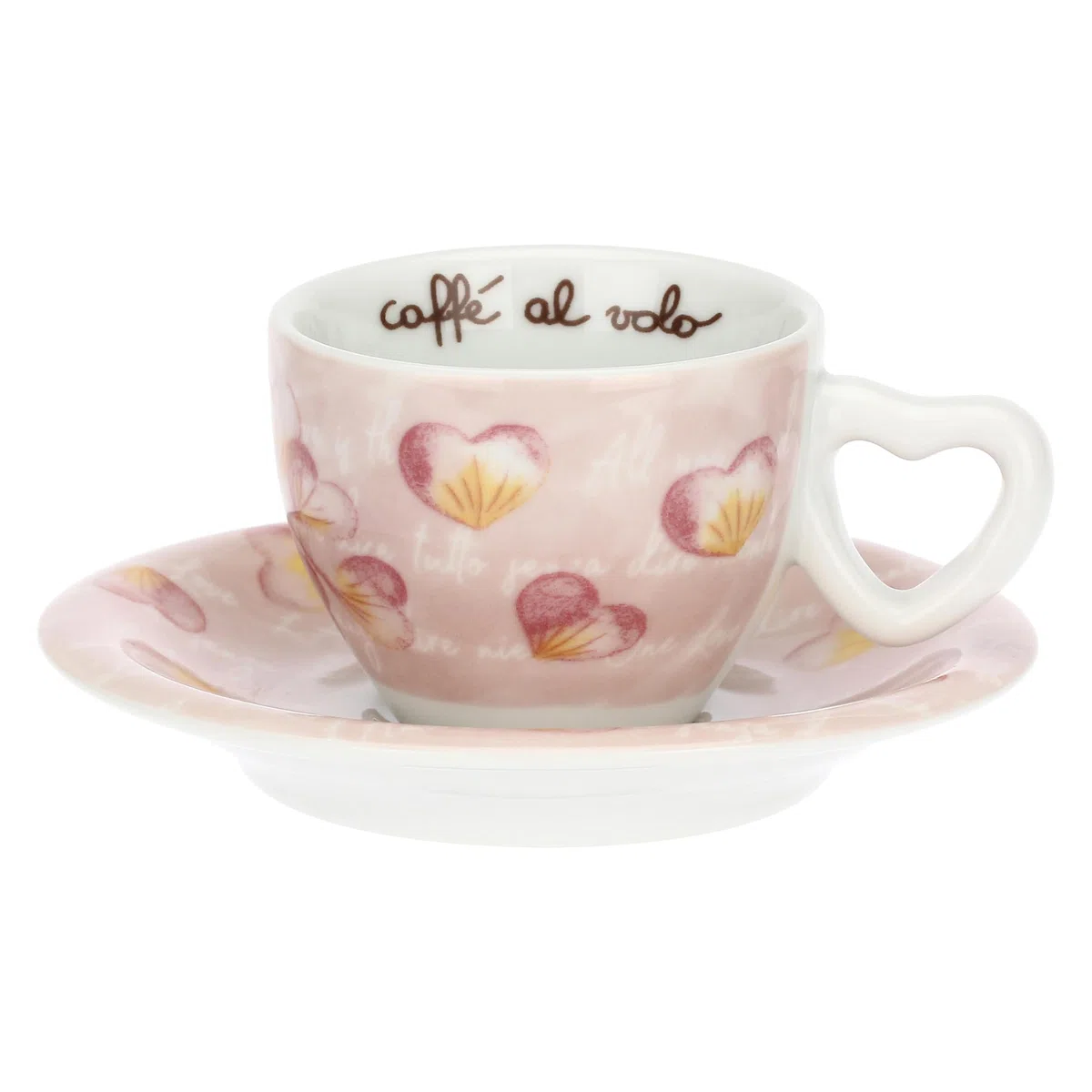 THUN - Set 2 tazze cappuccino - porcelllana - Collezione Cuori in Fiore - 13 x 6 cm