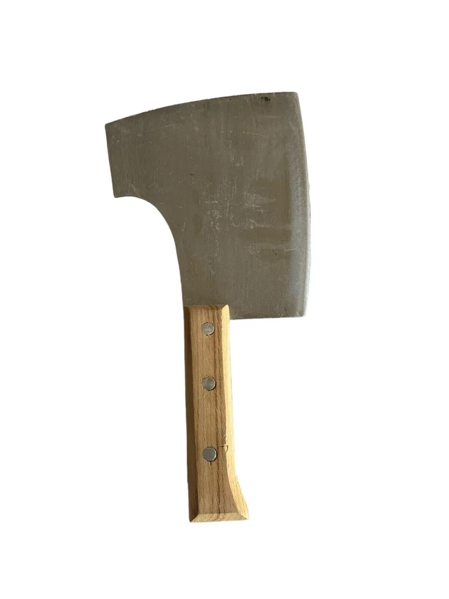 Generico MANNAIA MACELLAIO 1,800 KG TIPO GENOVA IMPUGNATURA MANICO LEGNO DA 23 CM ACCIAIO