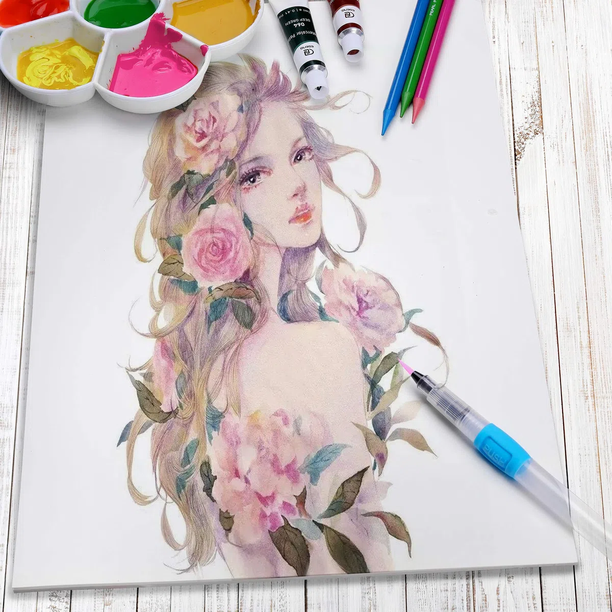 ESENG® Carta per acquerelli, formato A3, 2X20 fogli – 300 g/m² – bianco, blocco per acquerello, carta per acquerelli, disegno, pittura