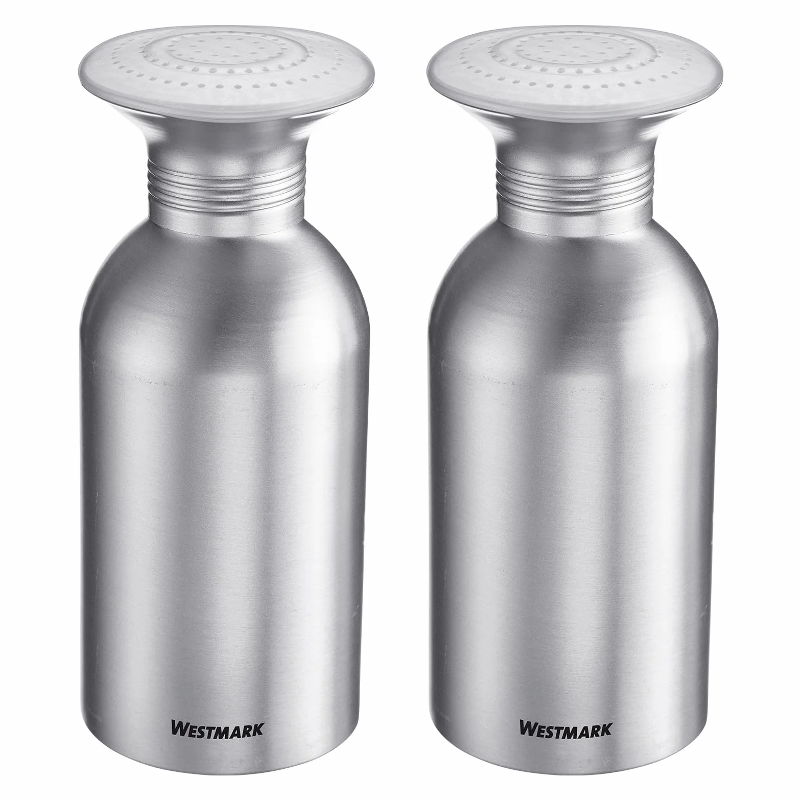 Westmark 2 Gastro-Salt Shakers Omega – pratici contenitori per spezie per la ristorazione, adatti anche per zucchero, contenitore per sale con coperchio – acciaio inox, 650 ml