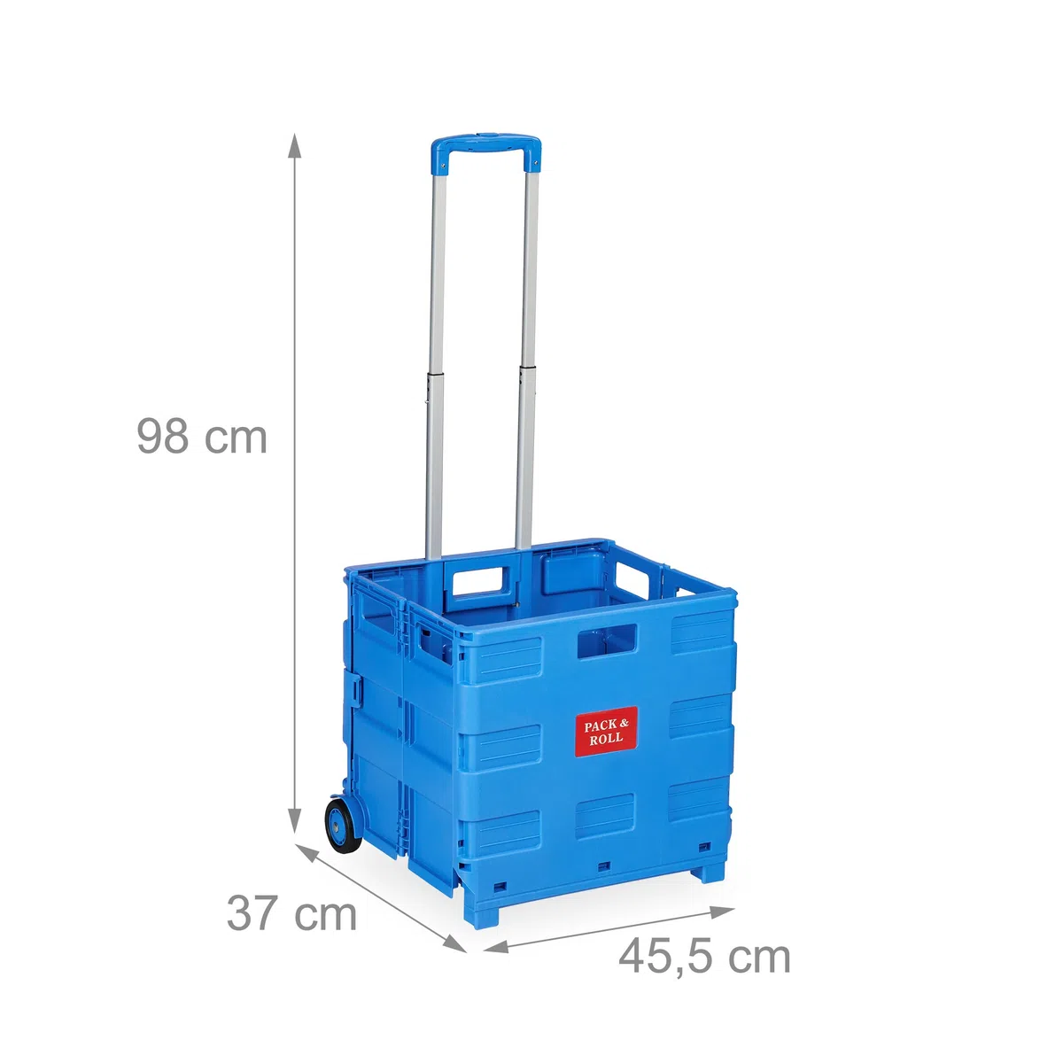 Relaxdays Carrello per la Spesa Pieghevole, 35 kg Carico, Manico Telescopico, Carrellino Trolley Portaspesa, Cesto, Blu