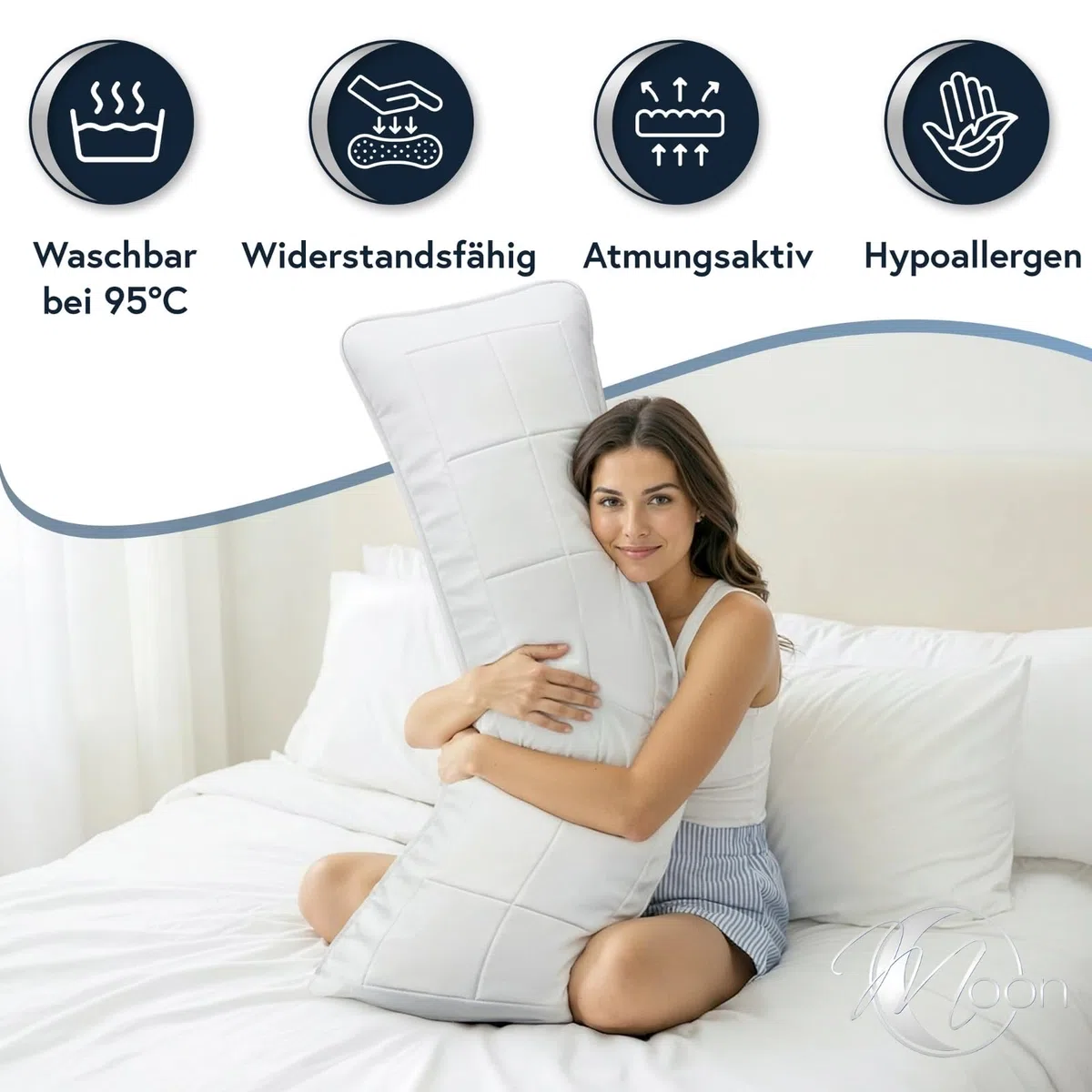 Moon Classic 564380 - Cuscino per dormire, 40 x 200 cm, 100% poliestere