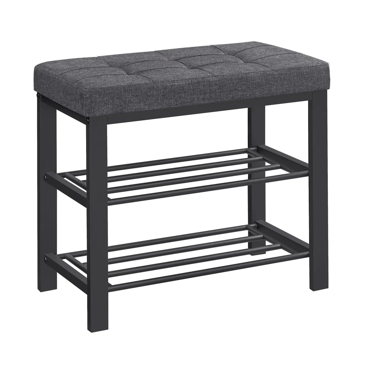 SONGMICS Shoe Bench, 3-Tier Rack for Entryway, 60 * 31 * 49cm, Dark Gray and Black LBS576B33