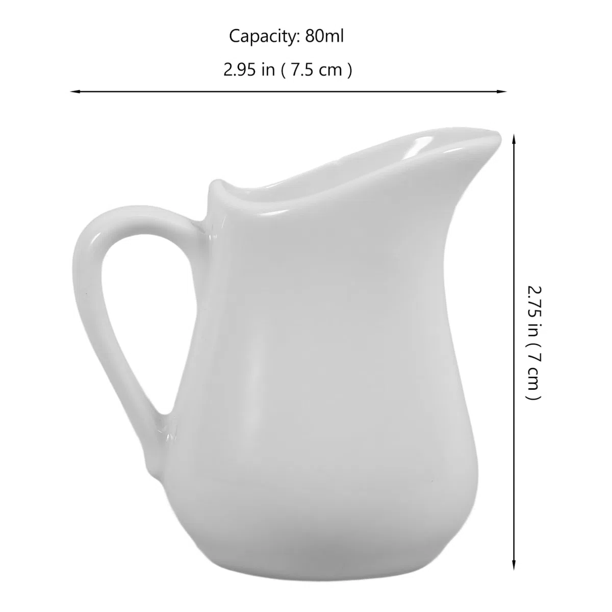 MAGICLULU Set 4 Pezzi Lattiera Piccola in Ceramica Bianco da 80ml Beccuccio Speciale e Design Elegante per Servire Latte e Panna, Facile da Pulire
