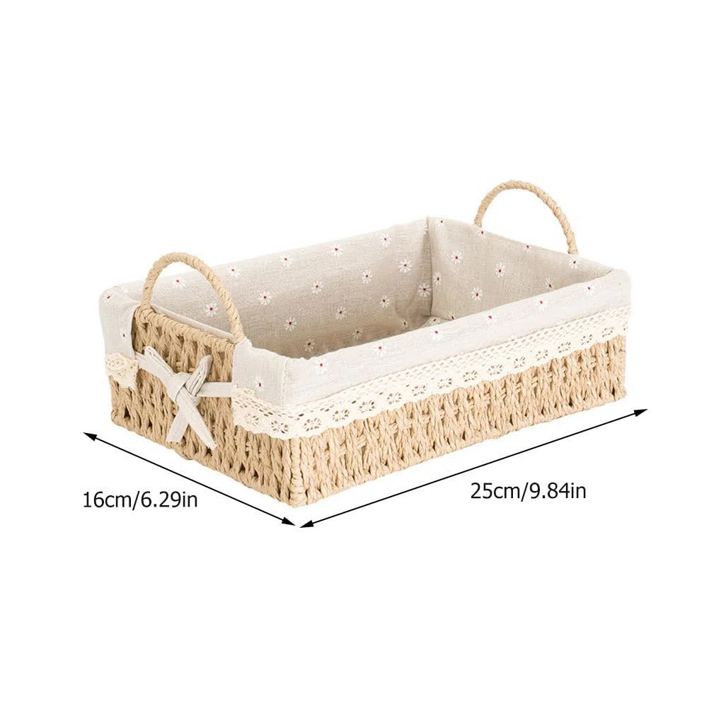 UPKOCH Cassetta Legno Porta Bomboniere Cesto Comodino Desktop Decor in Rattan Corda, Bianca 1444122WRI