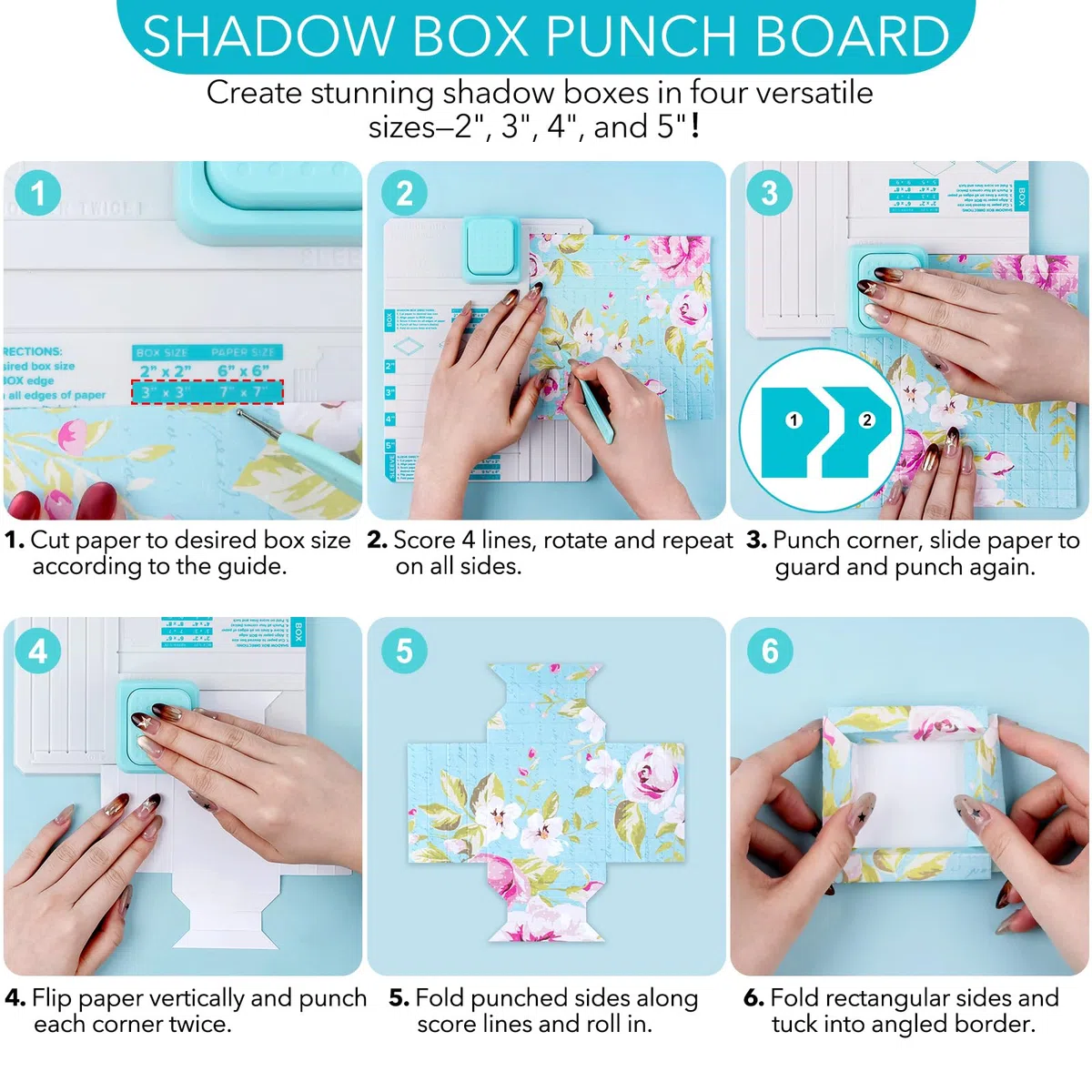 Shadow Box - Perforatrice per fai da te da 5,1 cm, 7,6 cm, 10,2 cm, 12,7 cm, scatole e maniche, con strumento di punteggio, per fai da te, scrapbooking, vacanze, biglietti di famiglia, foto e regali