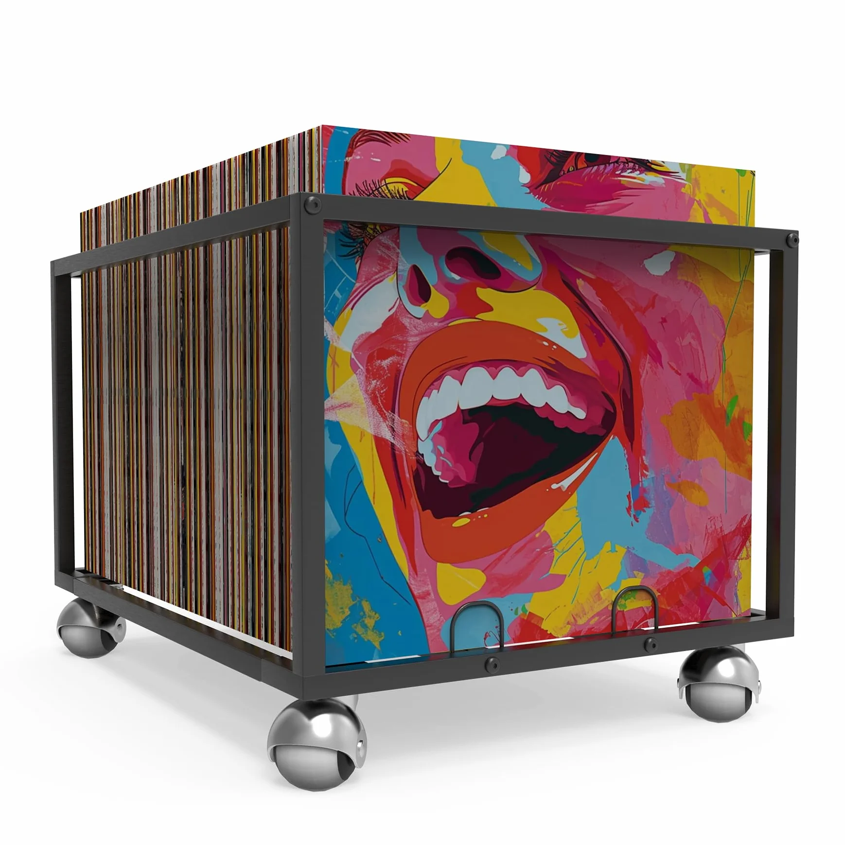 Sturdy Metal Vinile Organizzatore su Ruote - Holds 100 Album - Stile Organizzatore per la Tua Raccolta