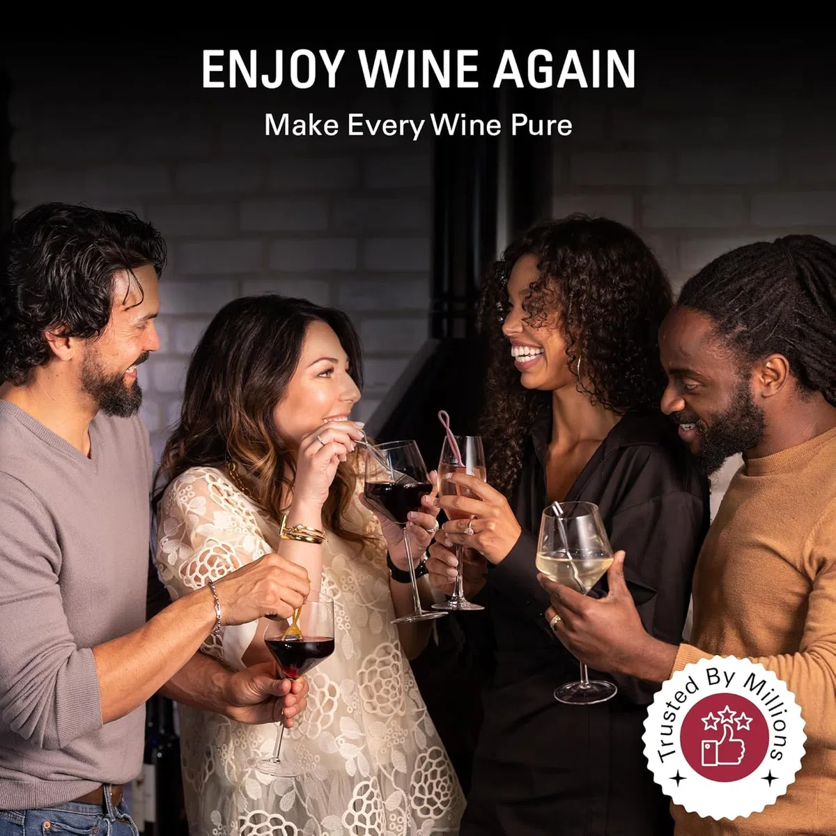 Aspiree The Wand Wine Filter by PureWine | No More Wine Headaches | Removes Sulfites And Histamines | New Twist-off Wine Charms | (12)