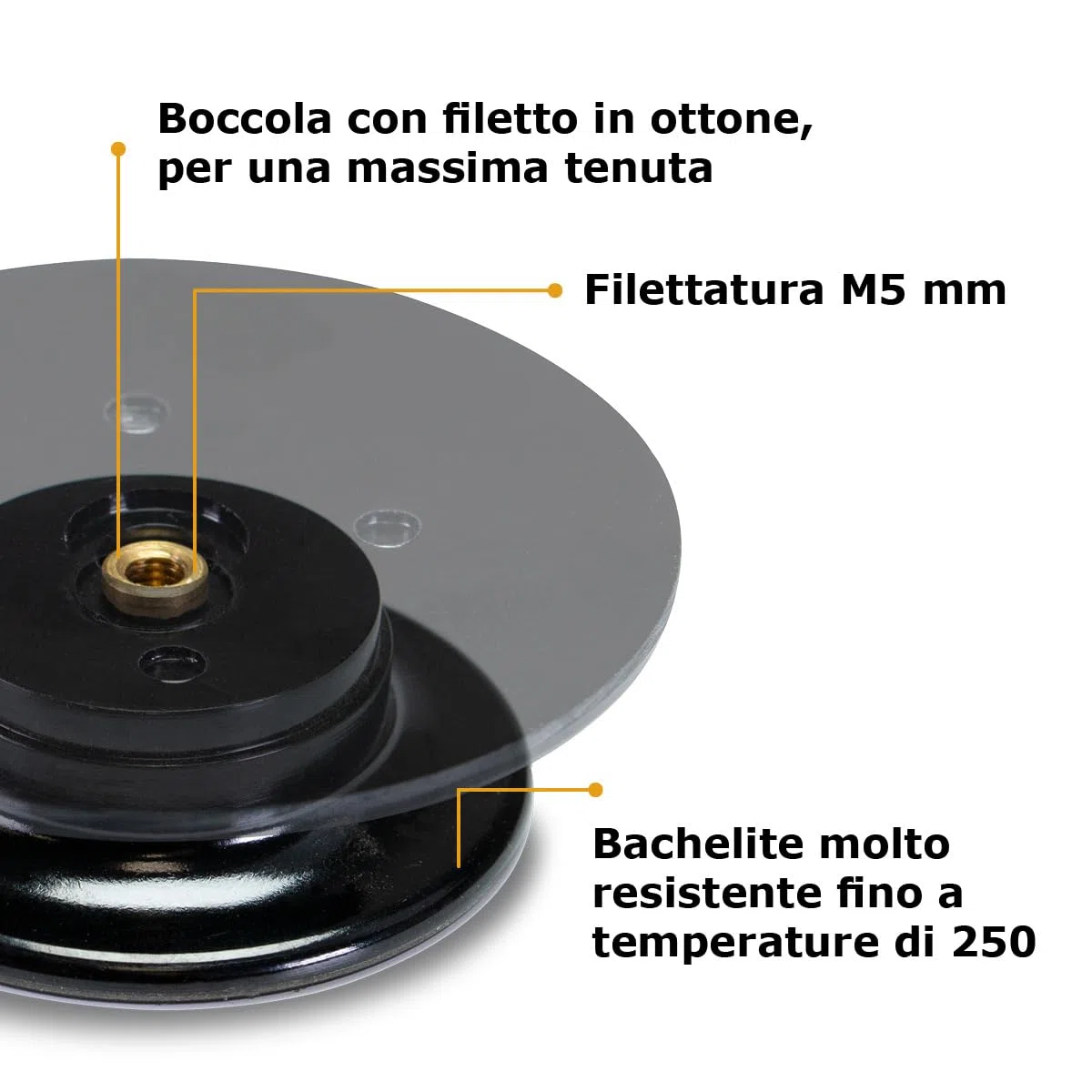 Pomelli Pentola Compatibili AMC al 100% Filettatura in Ottone e Bachelite Anti Scottatura Set 2 Pz