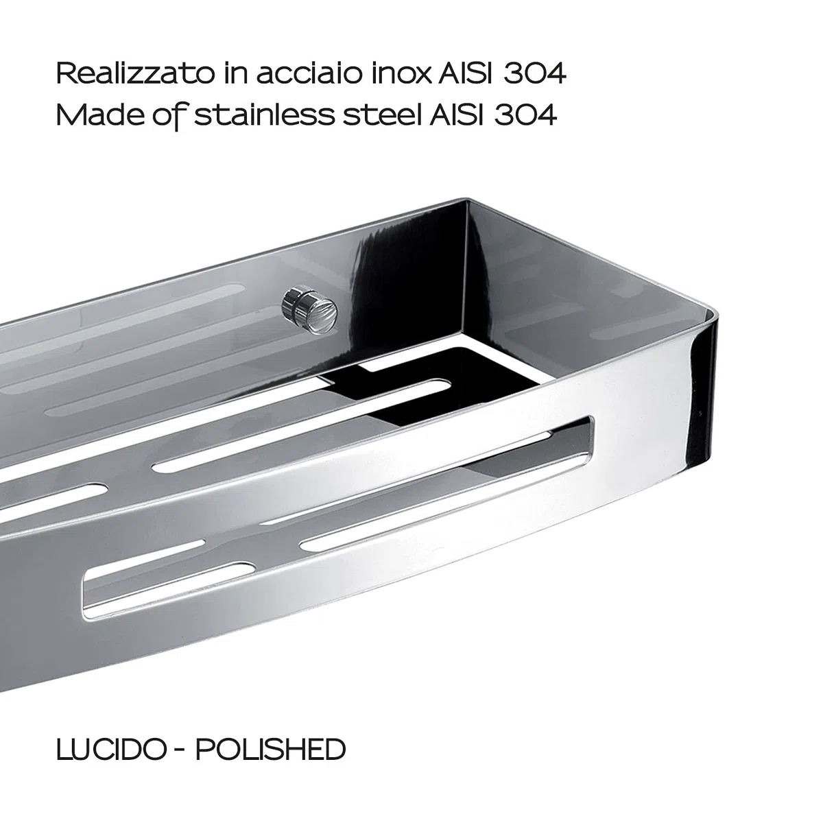 GEDY G-Hanoi, Porta Oggetti Doccia Rettangolare, Organizzatore Bagno in Acciaio Inox 304 con Finitura cromata, Design R&S Gedy, Misure 4,5x30x12,8 cm e 0,612 kg, 2 Anni di Garanzia