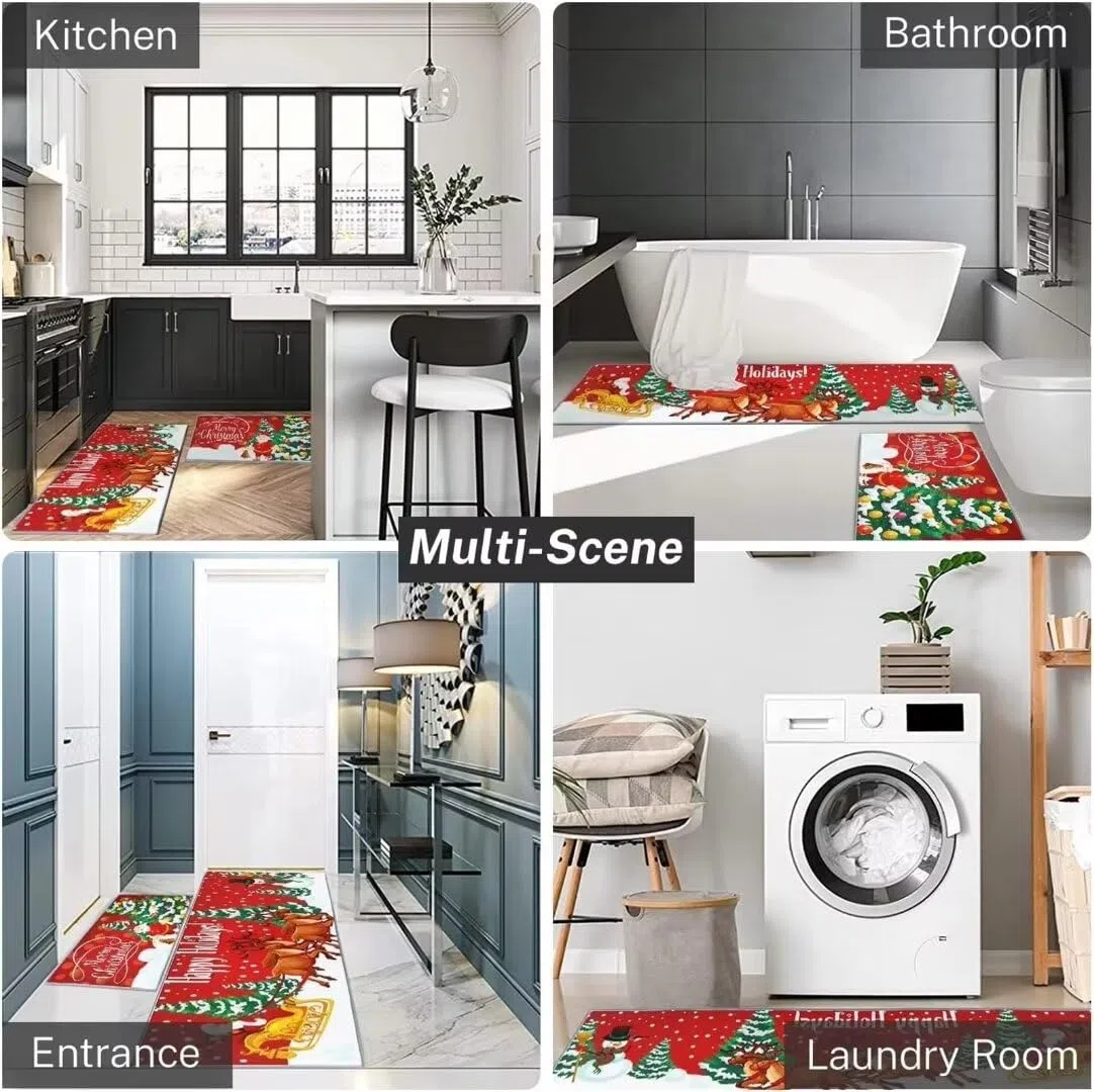 Tappeto Cucina 2 Pezzi Tappetini da Cucina Antiscivolo Motivo Bianco e Nero Tappeti Cucina Lavabile Regalo Passatoia Corridoio Facile da Pulire per Sala Da Pranzo, Cucina 50x80cm+50x120cm