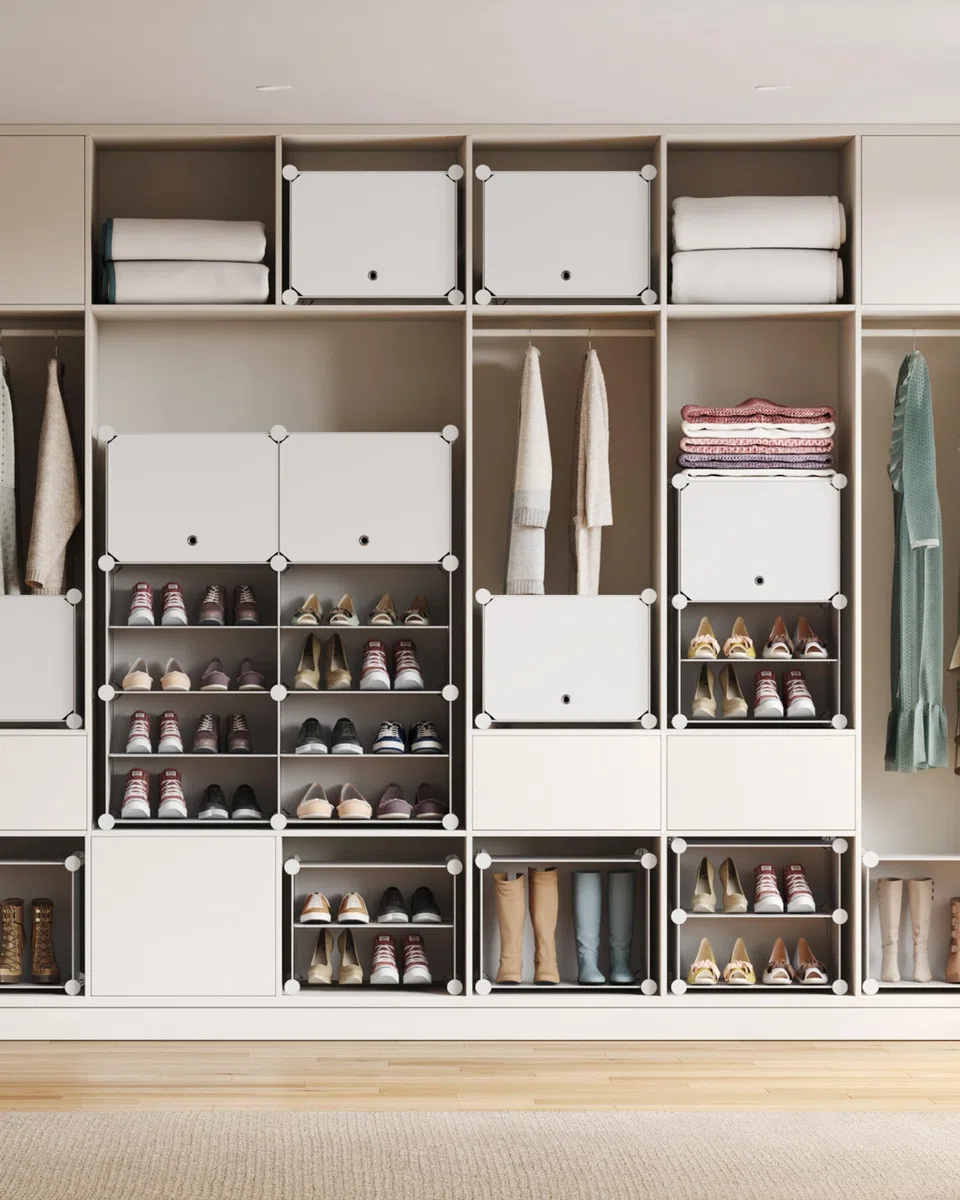 Mondeer Scarpiera in plastica a 10 livelli, portascarpe organizer per 40 paia di scarpe, salvaspazio, per corridoio, camera da letto, soggiorno, ingresso (bianco)