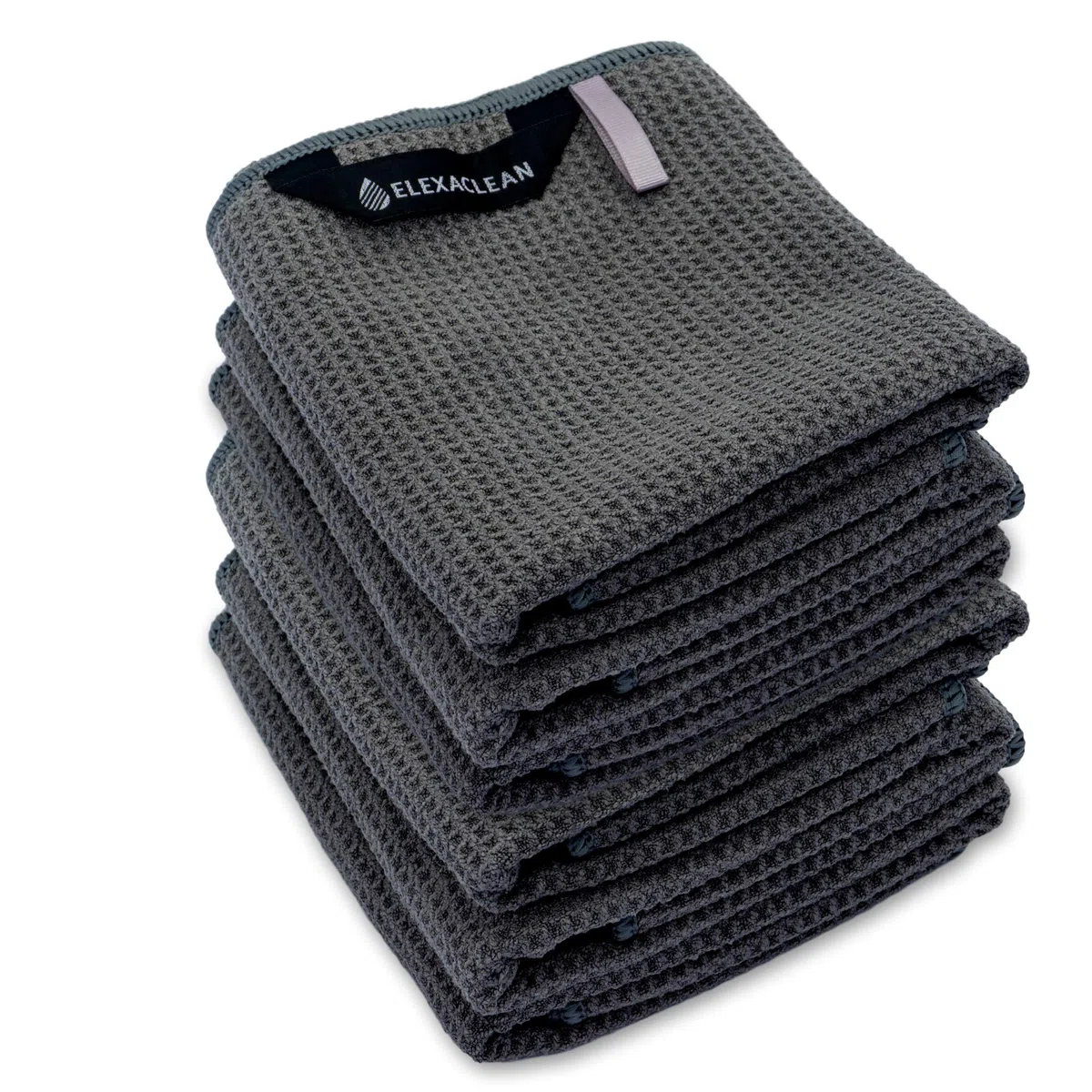 ELEXACLEAN Canovacci da cucina (set da 6, 68x42 cm, antracite/grigio scuro) strofinacci morbidi in microfibra, panni a nido d'ape asciuga-stoviglie per la cucina