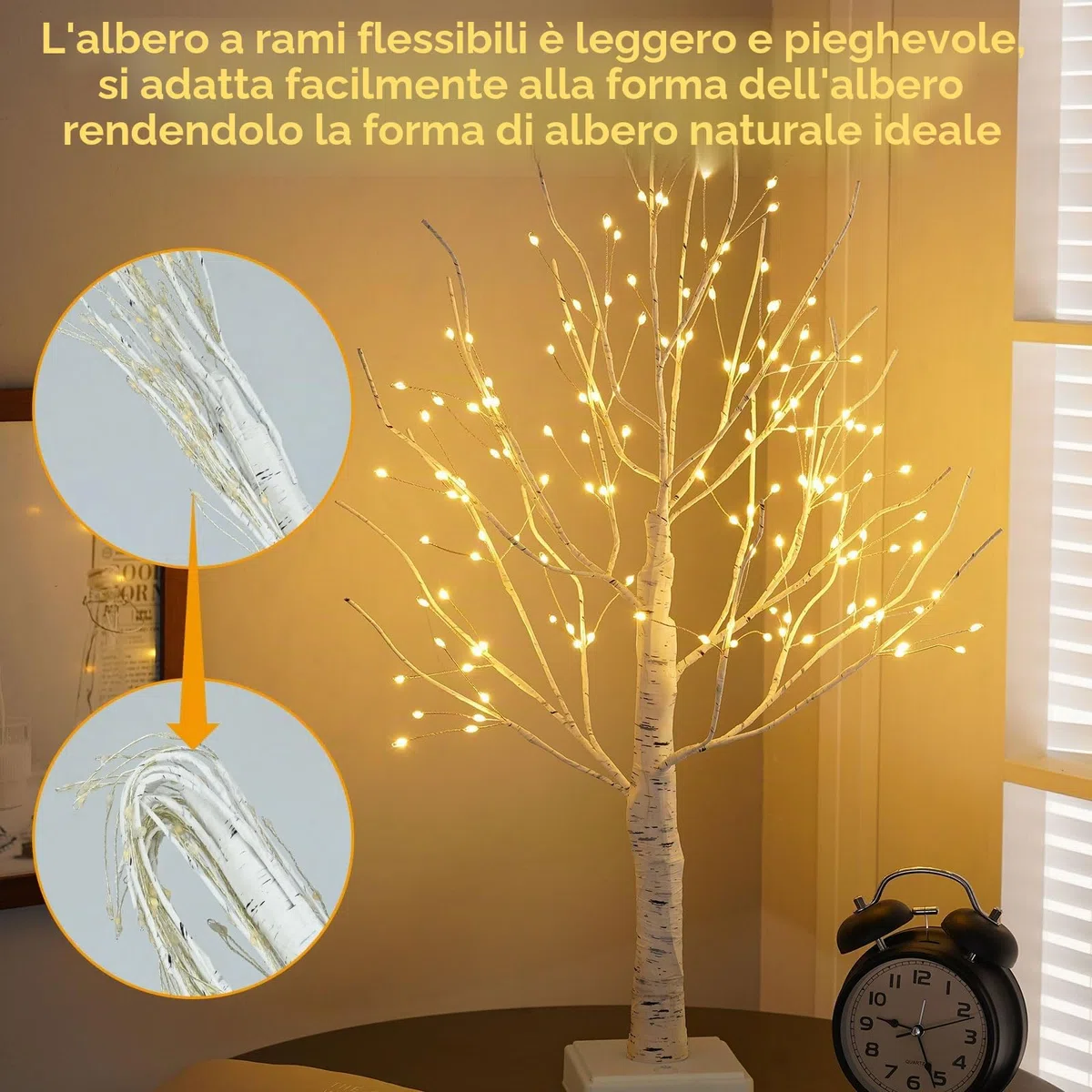 Albero Luminoso di Betulla Per Interni con 144 Luci A Led Bianco Caldo, Luci A Alberi Rami Pieghevoli Per Decorazione Natalizia, Matrimonio, Decorazione Interna, Feste, Compleanni