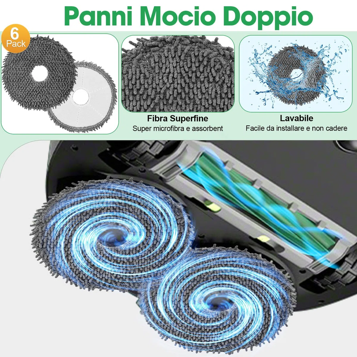 505 Accessori di Ricambi per iRobot Roomba Plus 505 Combo / 405 Combo / 507/506 /500/400 Ricambio 2 Spazzola Principale 4 Filtri 6 Spazzole Laterali 2 Panni Mocio 6 Sacchetti