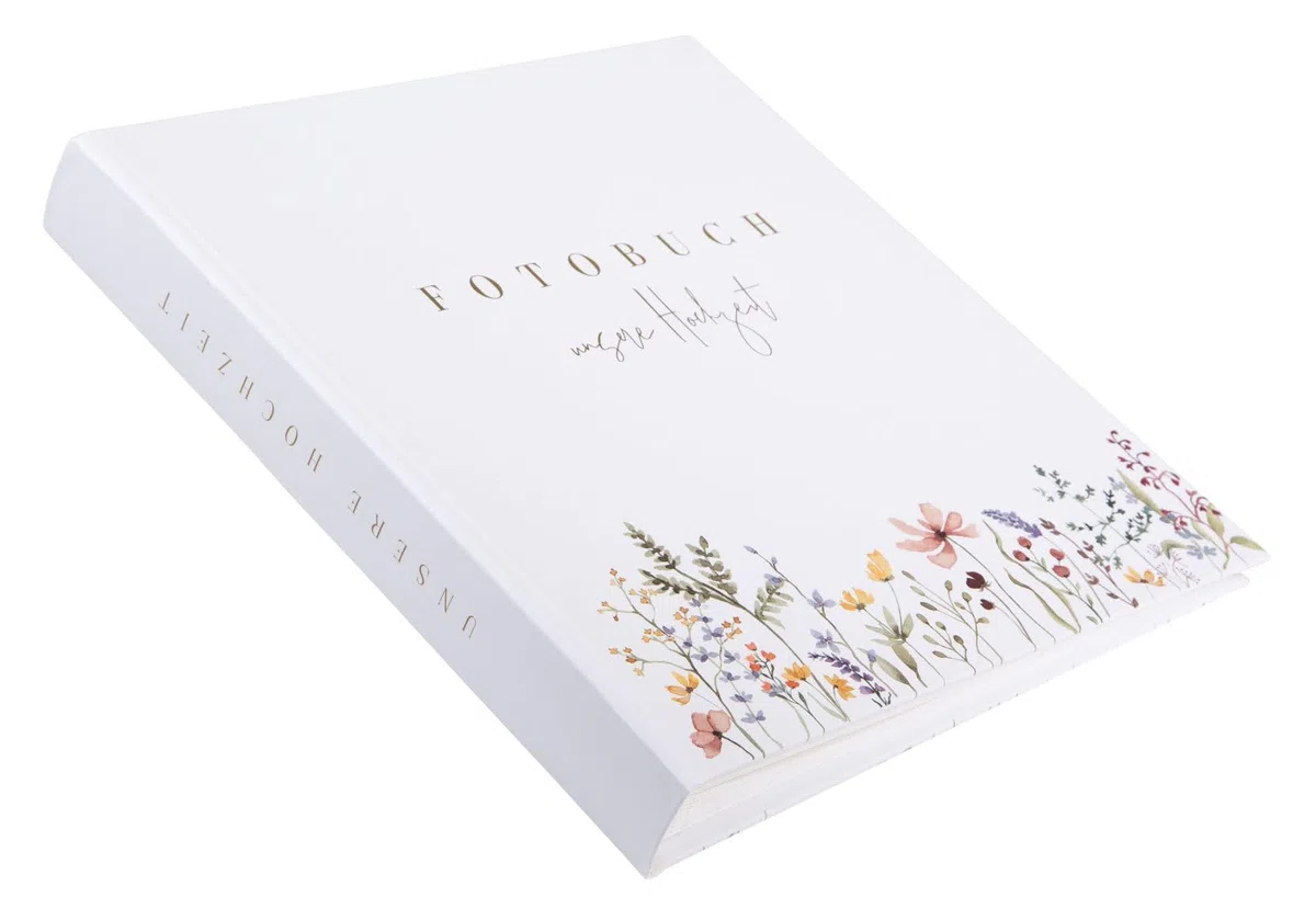 goldbuch 08 044 Album di nozze Flower Love Bianco, Album fotografico con 60 pagine bianche e divisori in pergamena, album ricordo con stampa dorata, 30 x 31 x 4 cm