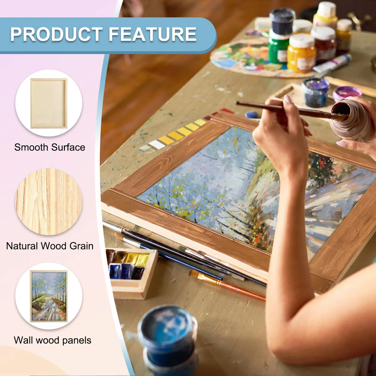 QUARKZMAN 2 Pack Tavole Di Legno Per Pittura, 9x13 Pollici Telonitesa Quadrate In Legno Non Finito Per Pittura, Artigianato, Progetti Fai Da Te, Arte A Colata