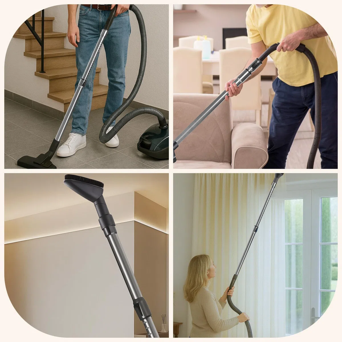 Tubo Telescopico Aspirapolvere 35 mm Compatibile con Miele C2 C3 S2 S4 S5 S6 S8 S8340, Regolabile 60-96 cm, Ricambio Universale tra Impugnatura e Spazzola Pavimento
