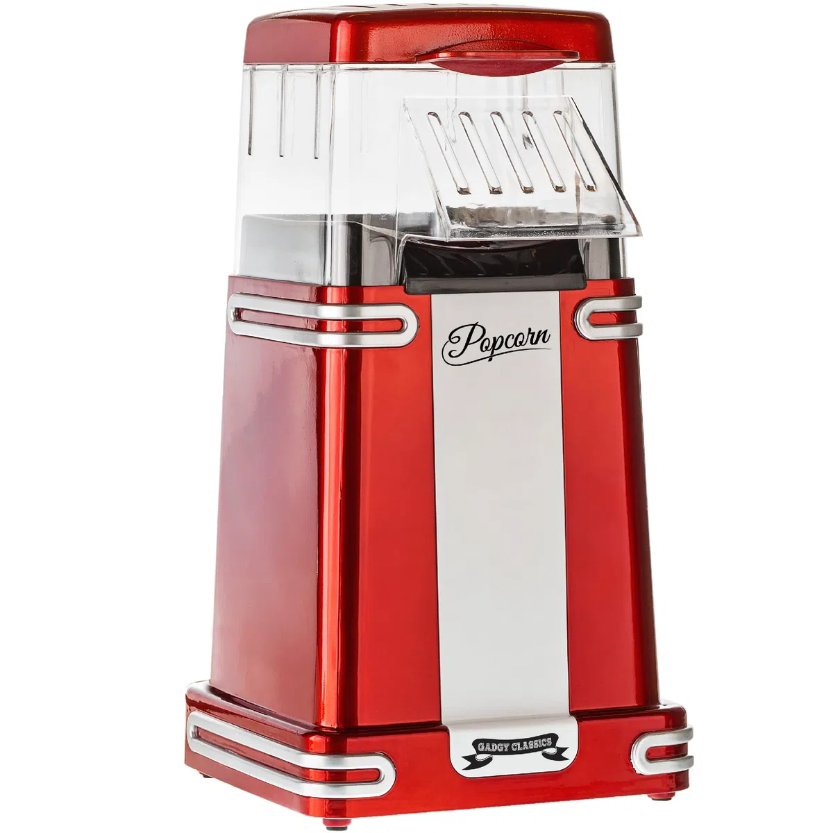 Gadgy Macchina Popcorn | Macchina per Pop Corn ad Aria Calda l Preparazione Salutare, Senza Olio o Grassi l 1200W Macchina Pop Corn con Misurino e Coperchio Superiore Rimovibile l Rosso Retrò