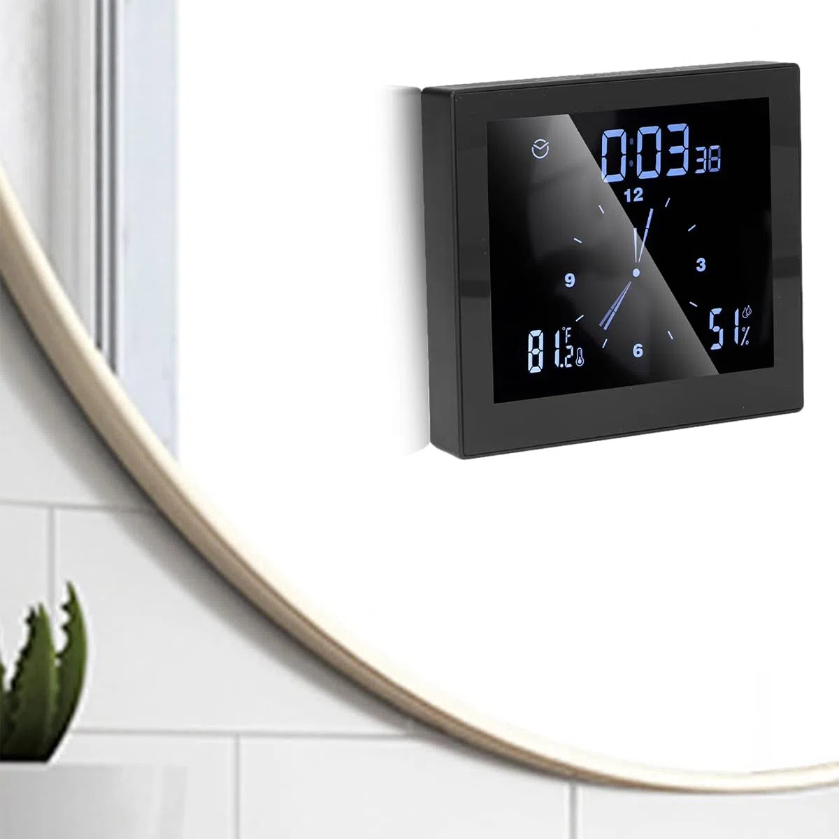 Orologio da Doccia Impermeabile IP65 Orologio Digitale da Bagno Impermeabile con termometro e igrometro e Timer da Cucina Supporto con Foro per Appendere a Ventosa