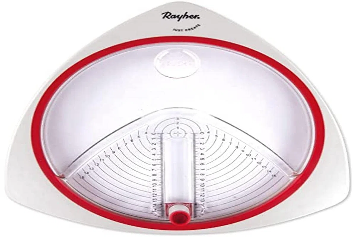 Rayher Taglierina circolare con 3 lame di ricambio, per tagliare cerchi da 2,6 a 15 cm, taglia carta, foto, gommapiuma, cartone e molto altro