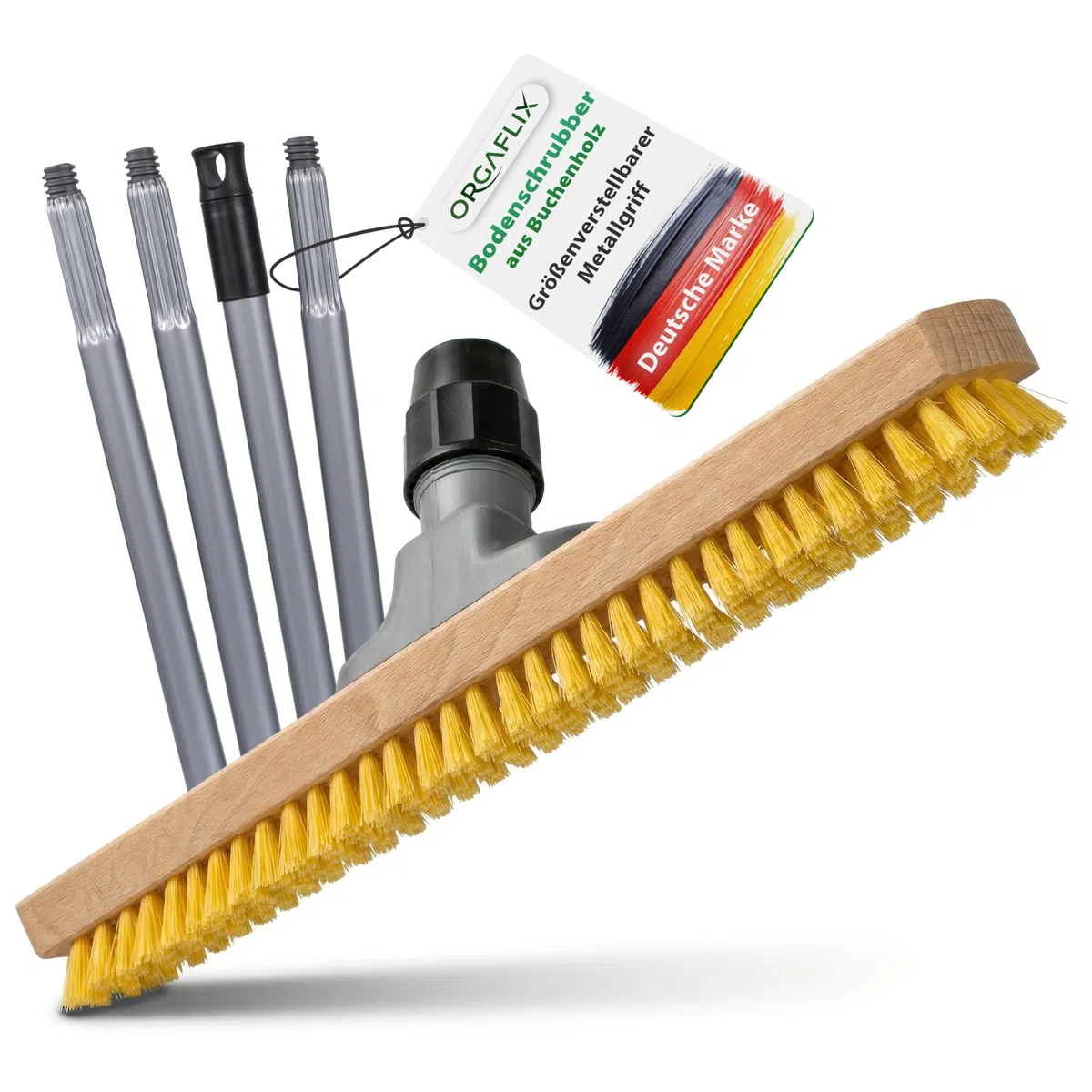 ORGAFLIX Spazzolino professionale con manico da 40 cm, setole resistenti al calore fino a 90 °C, per una pulizia efficace in casa, terrazza, balcone e giardino