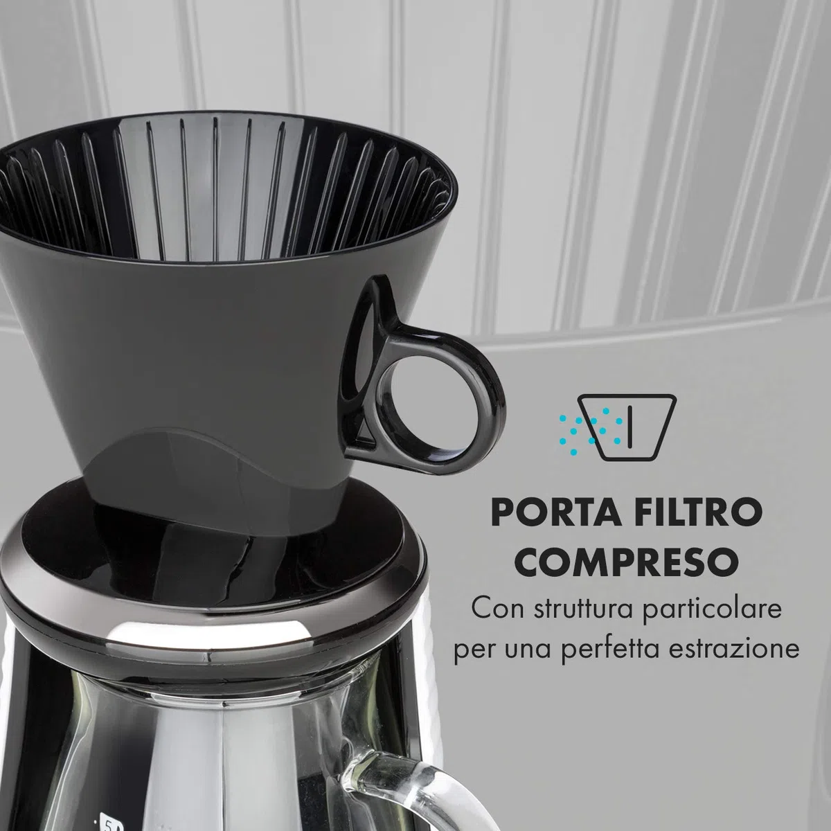 KLARSTEIN Craft Coffee - Caraffa per Caffè Artigianale, Pour Over, Caraffa in Vetro, Timer, Caffé Gourmet, Bilancia 600 ml, Display LED, Bianco/Nero