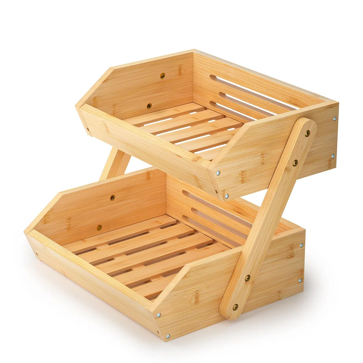 G.a HOMEFAVOR CALM COZY Supporto per Cesto di Frutta in bambù a 2 Livelli, Supporto per Verdure e Pane per ripiano della Cucina