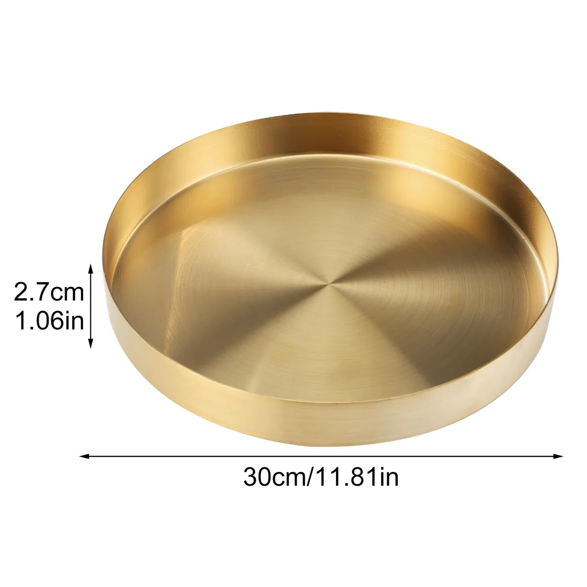 Vassoio Rotondo in Acciaio Inossidabile Vassoio da Portata Organizzatore di Gioielli E Trucchi in Oro/Piatto per Candele Piatto da Portata Dorato per Bar Cucina Bagno Acciaio Inossidabile (M)