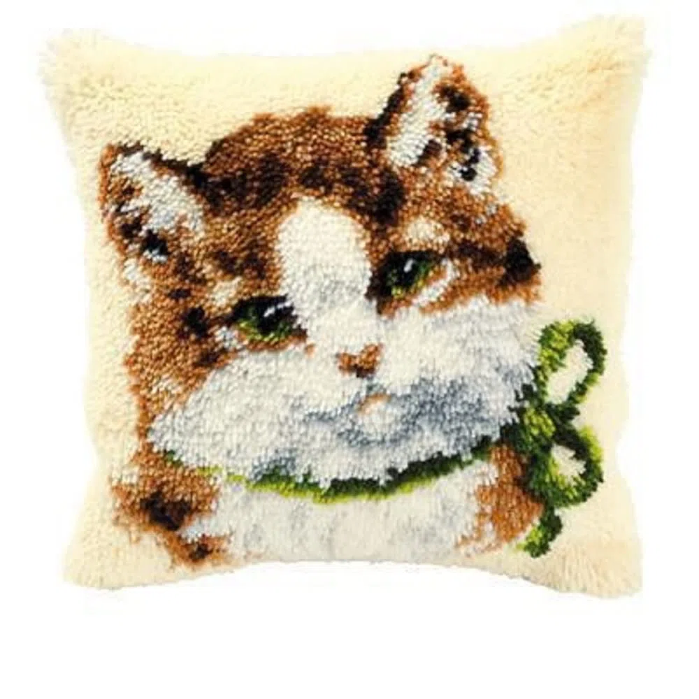 VERVACO Kit Latch Hook Cuscino Gatto Kit Gancio di Chiusura Tappeto ca. 40 x 40 cm Set Ricamo Principianti Casa Decorazioni attività Creative Adulti Hobby Rilassanti Gobelin Cuscino