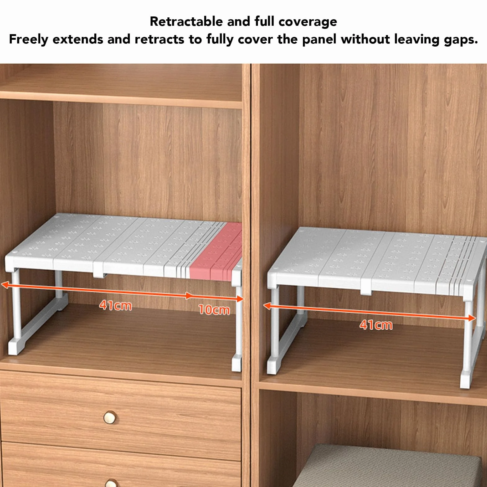 Ripiano per Armadio Espandibile con Acciaio Al Carbonio, Ripiano Regolabile per Armadio, Divisorio Ideale per Guardaroba e Organizer per e Bagno (Lunghezza 27-38