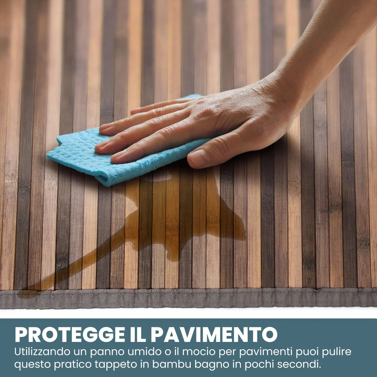 Tappeto Bamboo Cucina Antiscivolo | Passatoia Cucina Idrorepellente, Facile da Pulire e Realizzata con Materiali Sostenibili | Tappeto Bambu Effetto Degrade (Grigio, 50 x 230 cm)