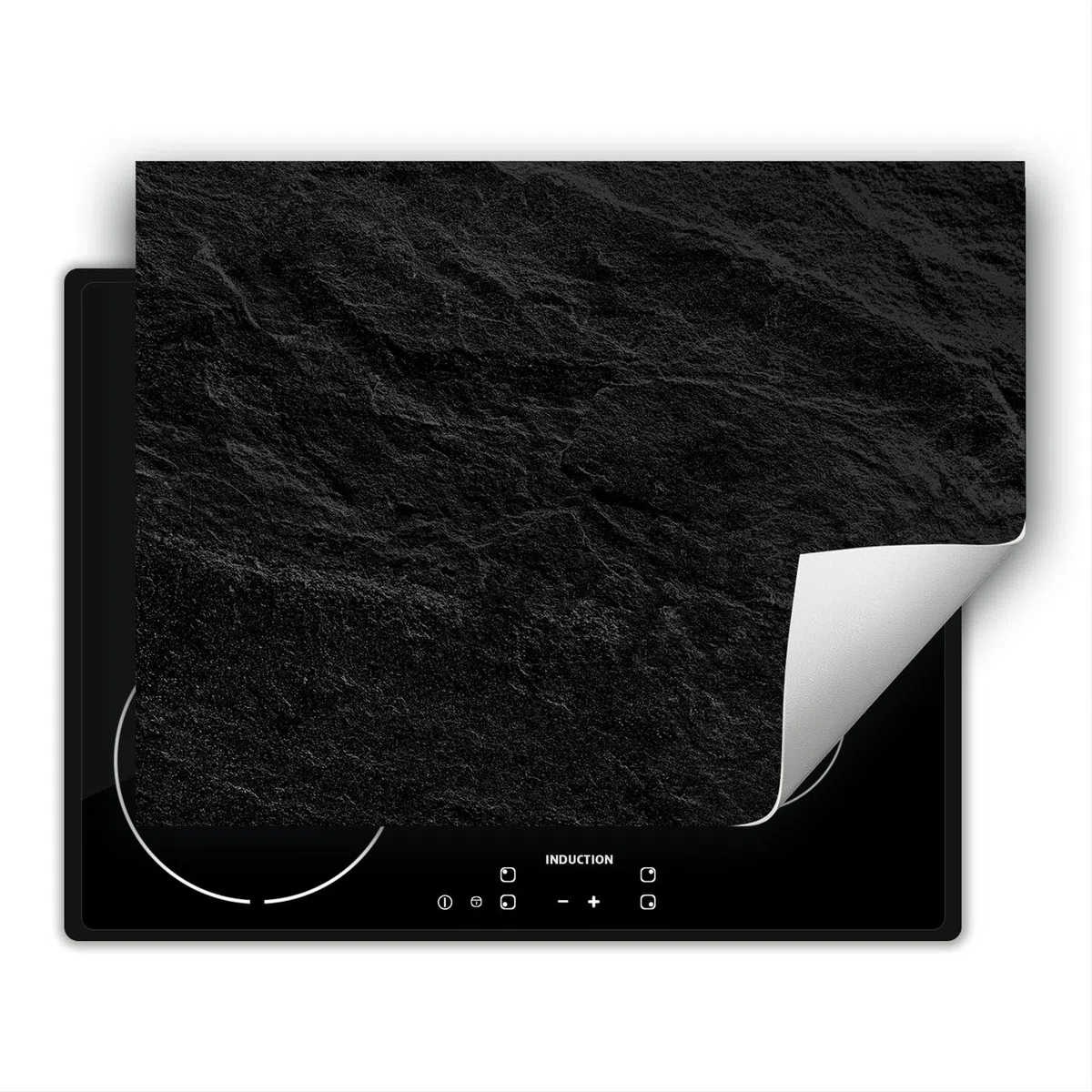 Copri piano cottura induzione 80x52 cm copertura per piano cottura vinile - nero - ardesia