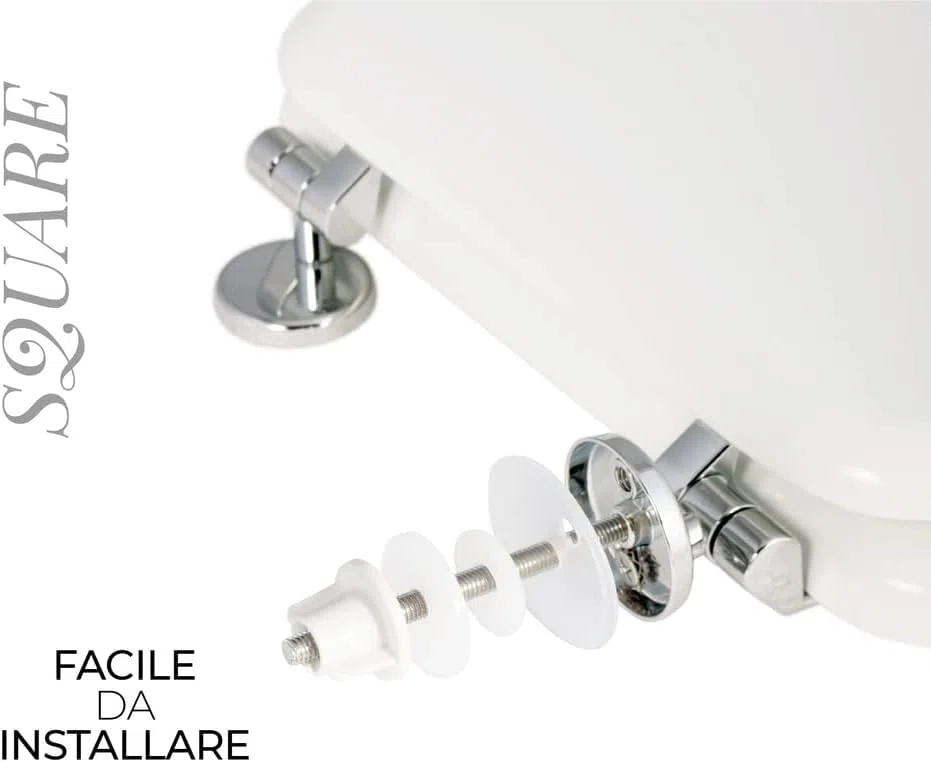 Copriwater in LEGNO MDF laccato bianco per Square della Pozzi Ginori con cerniere cromate