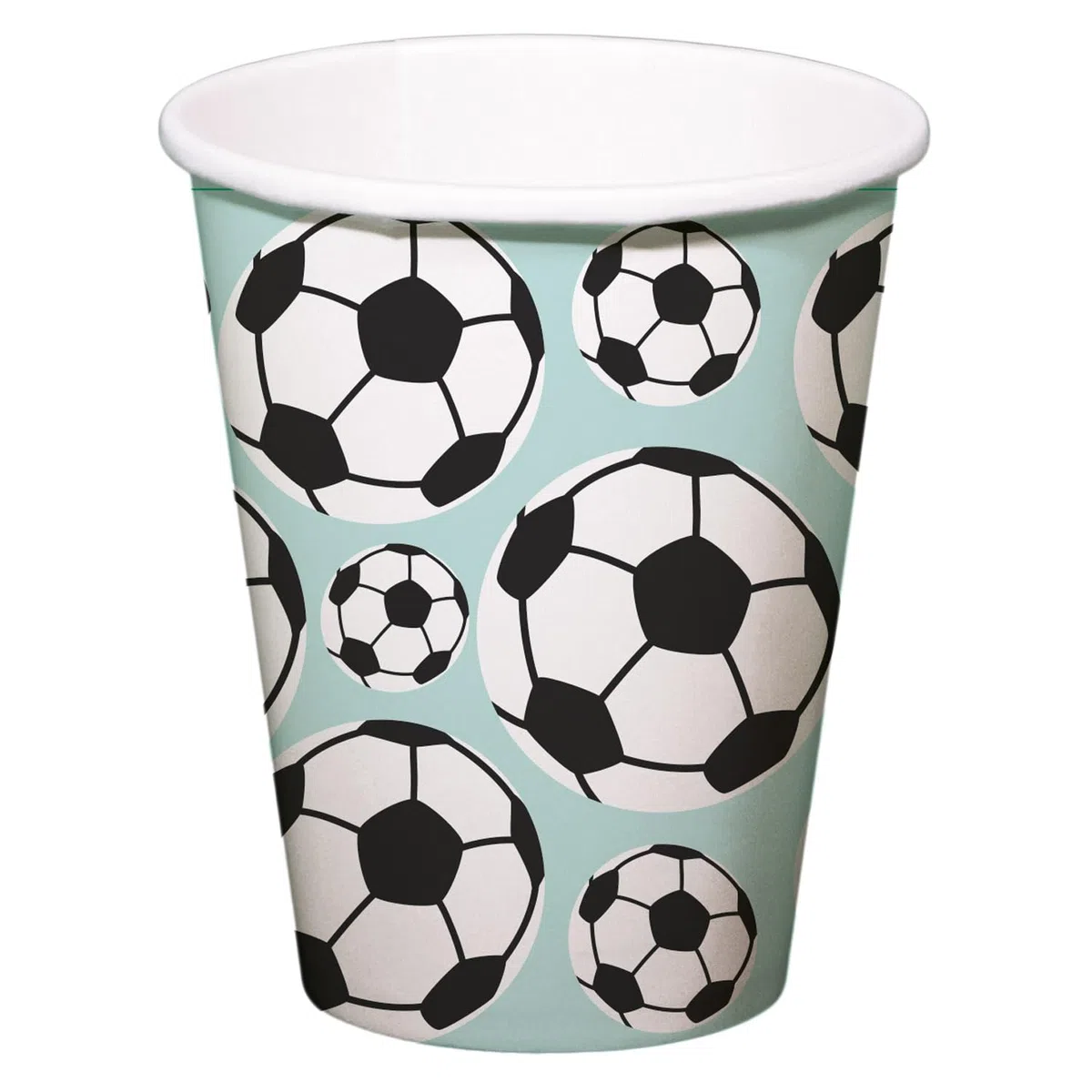 Folat 27567 Calcio Blu Verde Biecchieri - Fantastic Football - 250 ml - 8 pezzi - Decorazione da calcio per compleanno per bambini maschi e femmine