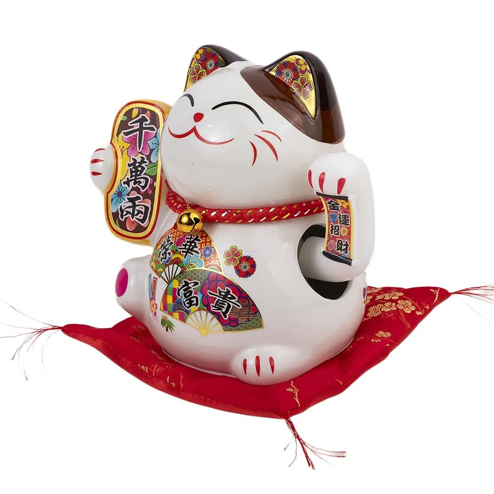 lachineuse Gatto Maneki Neko Giapponese - Fortuna E Felicità - Altezza 16 cm - Braccio Mobile