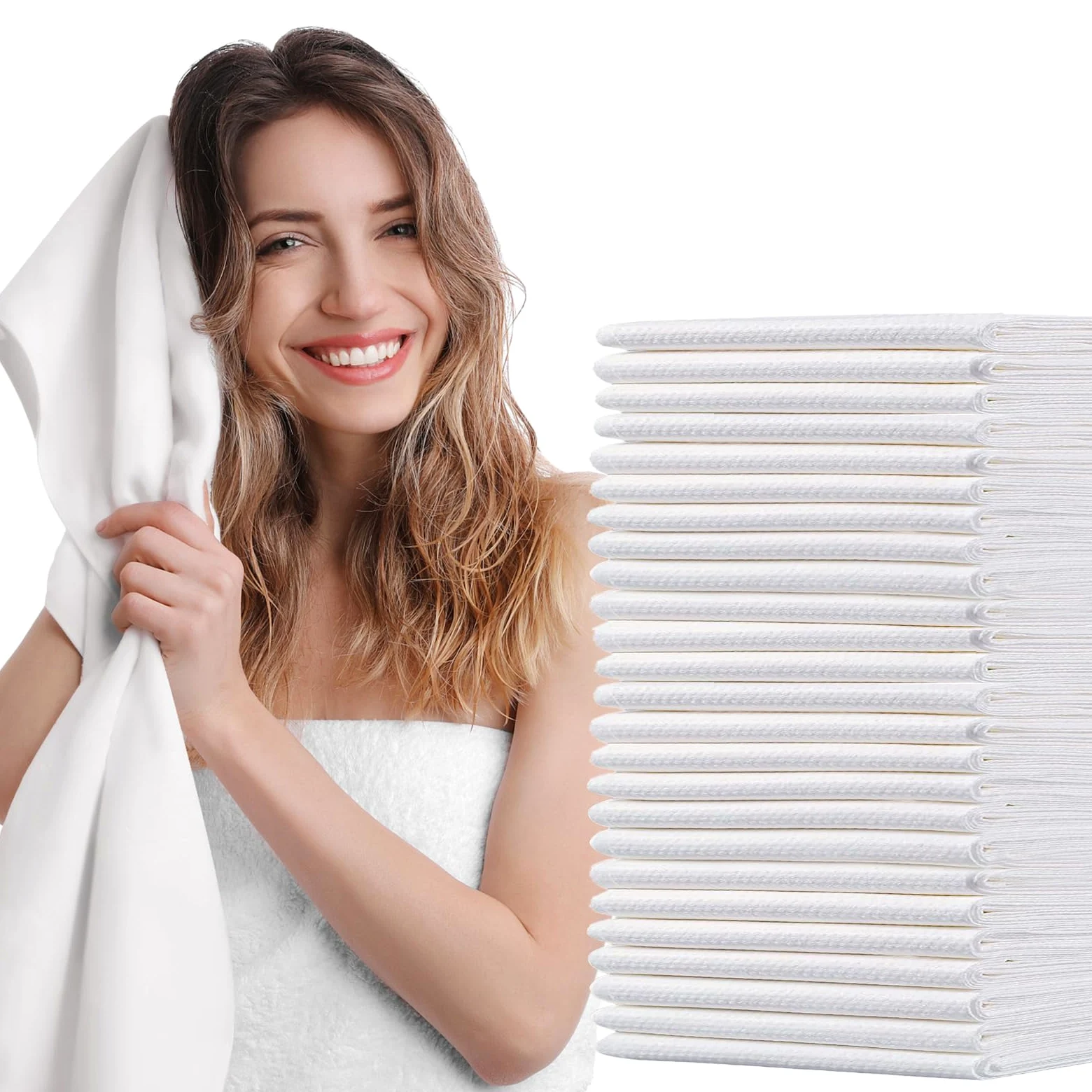 50pcs Asciugamani Usa e Getta 40 x 80cm, 70g/㎡ Asciugamano Monouso Asciugamani Tessuto non Tessuto Usa Getta Adatto per Parrucchiere Massaggi Cosmetologia e Pulizia