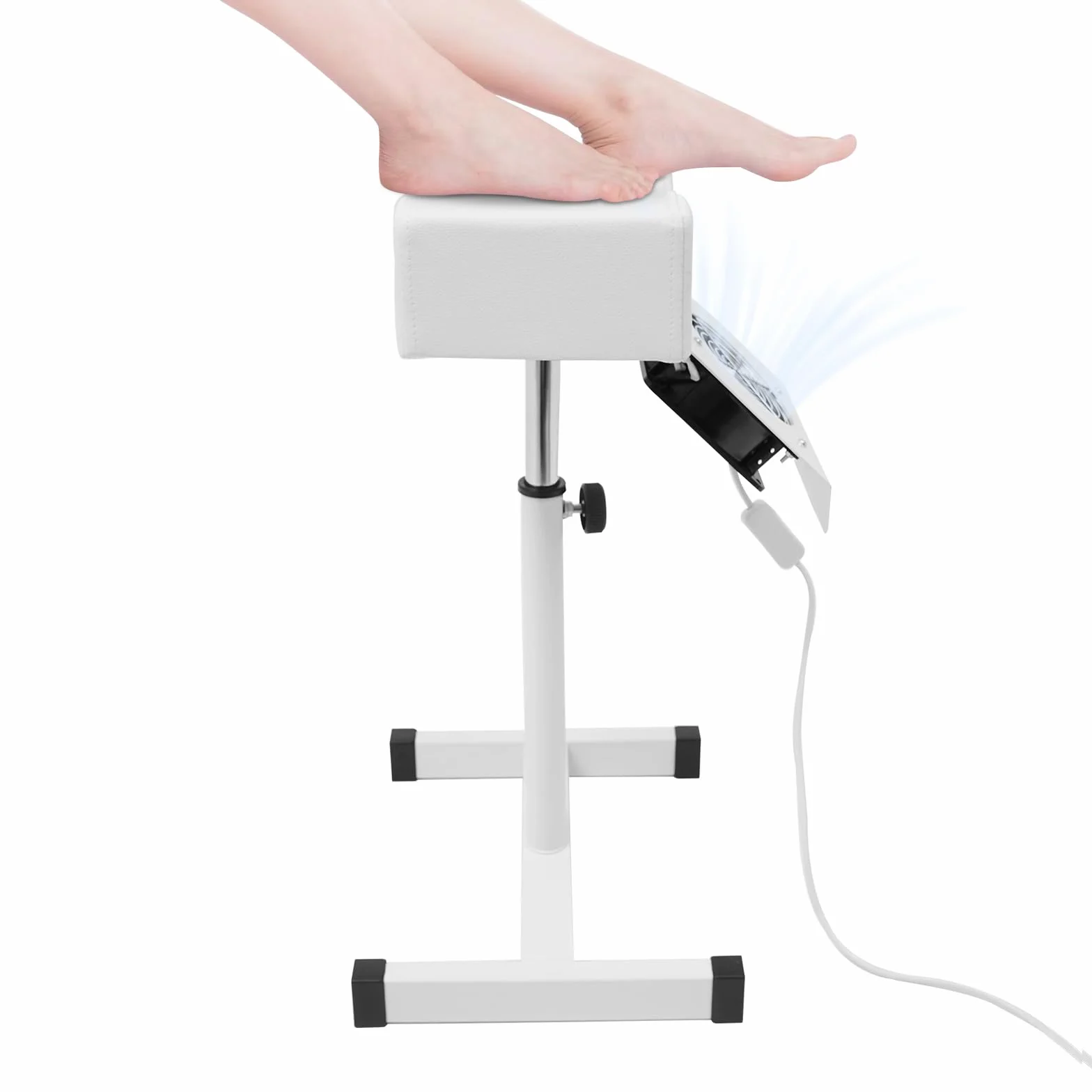 Panca per unghie con aspirapolvere, salone di bellezza, poggiapiedi, pedicure, altezza regolabile 48-68 cm, poggiapiedi per manicure (bianco)