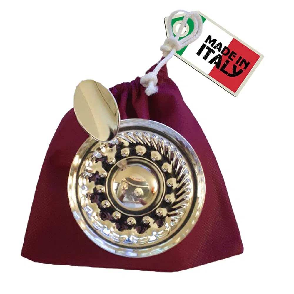 Tastevin Sommelier Borgogna Professionale | Silver Plated, Catena, Pochette, Made in Italy, Acciaio Inox, Contatto Alimenti, Modello Borgogna, Uso Professionale