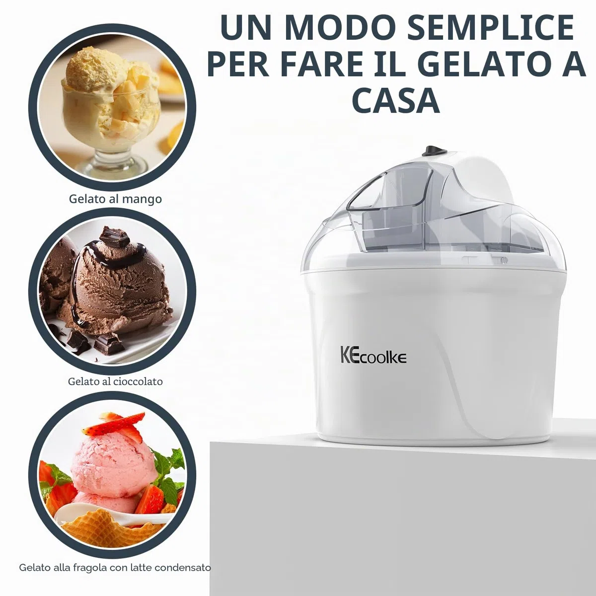 Gelatiera, macchina per il gelato, gelatiera elettrica Soft Serve Homemade KECOOLKE 1,5 l Frozen Yogurt, sorbetto, gelato