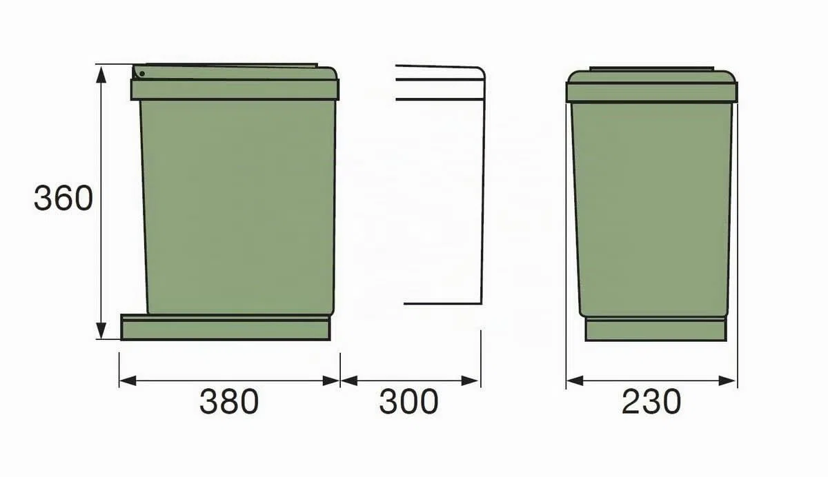 PYRAMIS Pattumiera, plastica, grigia, 2 x 7,5 litri || larghezza mobile da 30 cm