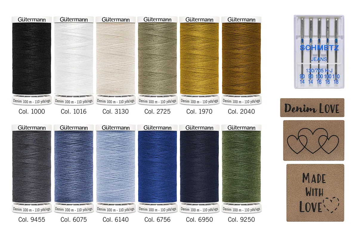 Gütermann Creativ Denim Scatola, Polyester, Multicolore, 16.6x14.2x3.5cm