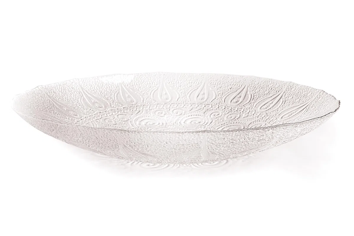 Excelsa Arabesque Centrotavola, Vetro, Trasparente, 39 x 39 x 7 cm