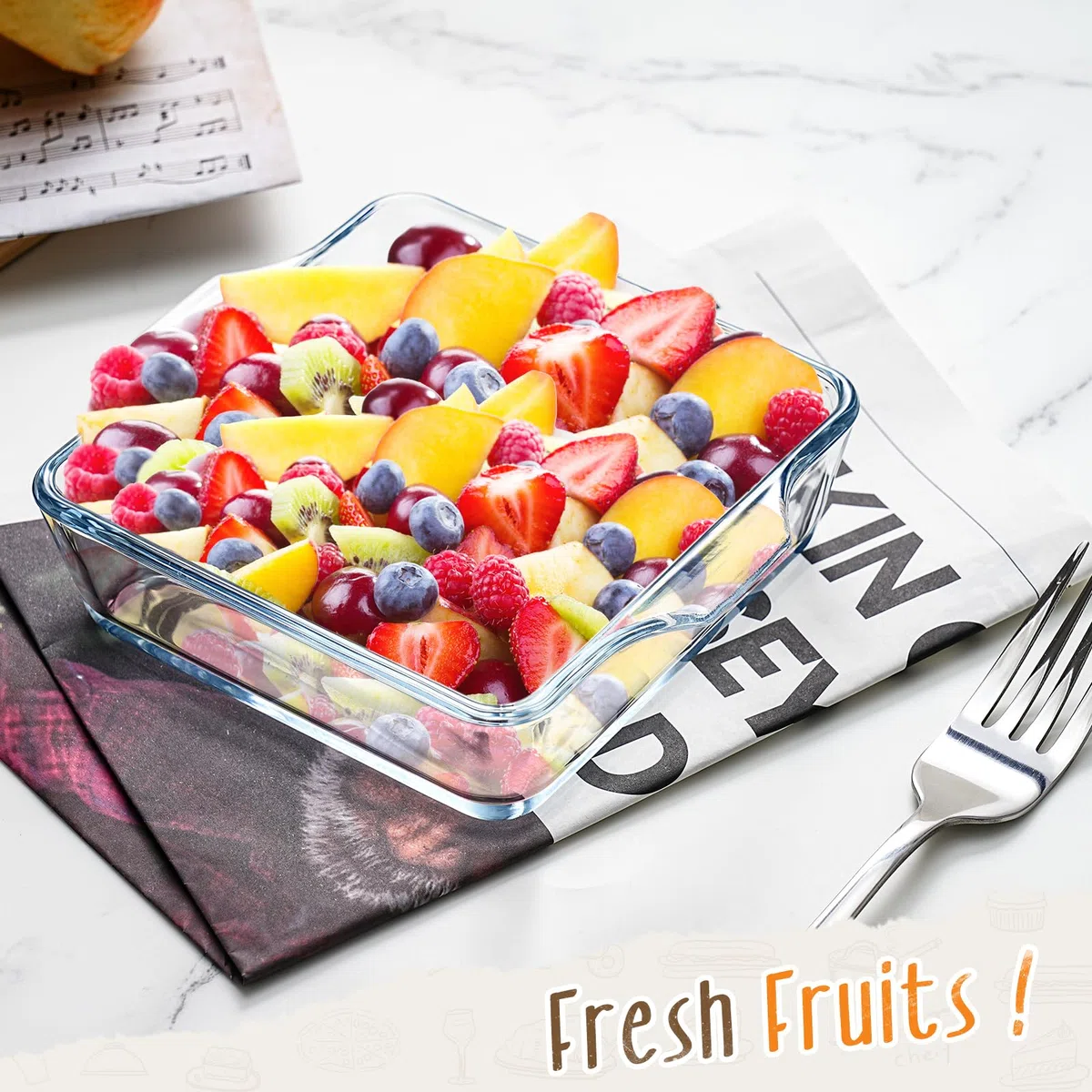 Set di 2 pirofile quadrate in vetro, 12,7 x 12,7 cm, piccole pirofile con manico, per forno, friggitrice ad aria, forno a microonde, frigorifero