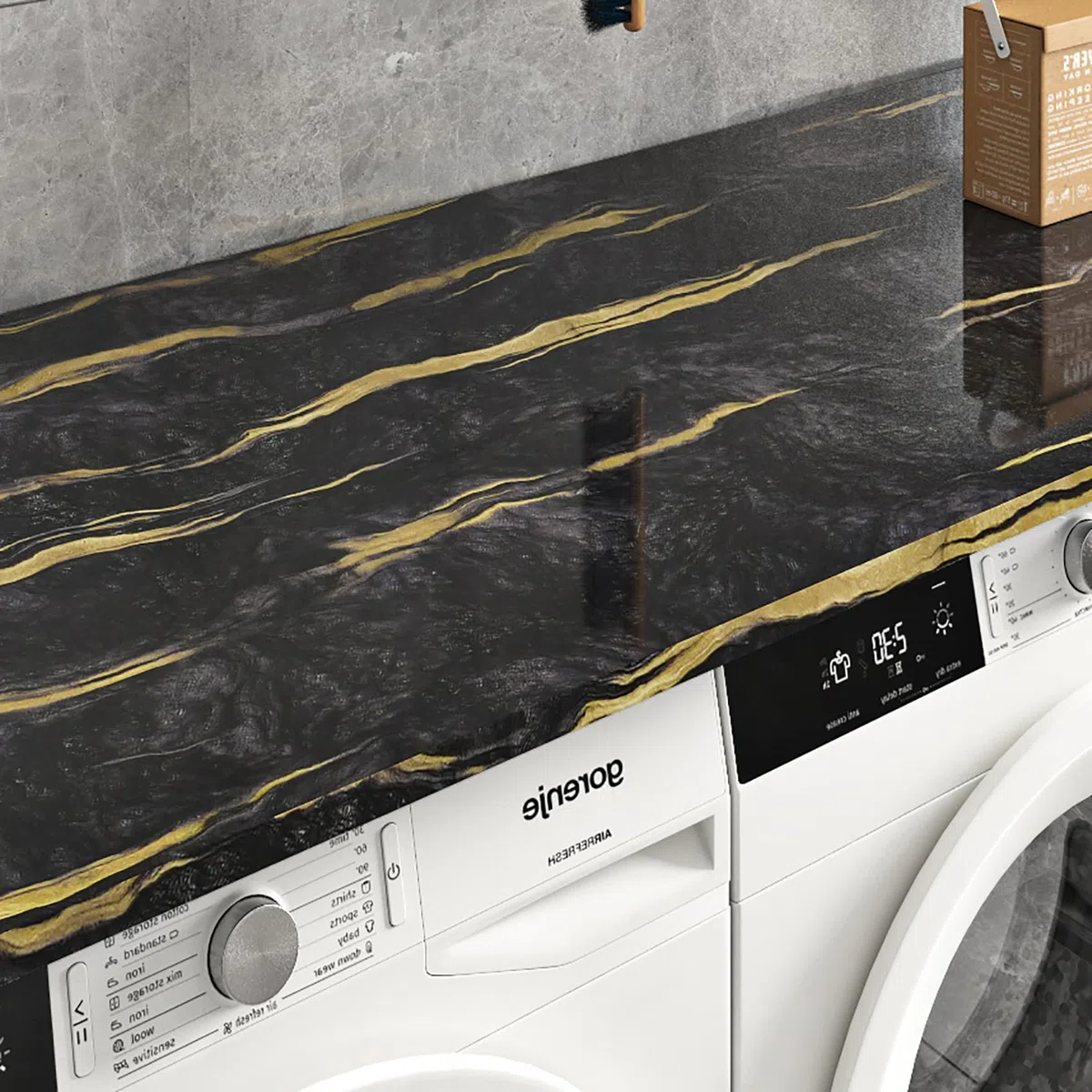 Livelynine Carta Adesiva per Mobili Cucina Lavabile Marmo Nero Oro 60CMx5M Carta da Parati Adesiva Muro Effetto Marmo Scuro Bagno Rivestimento Adesivo per Mobili Cucina Top Tavolo Cassetti Armadio